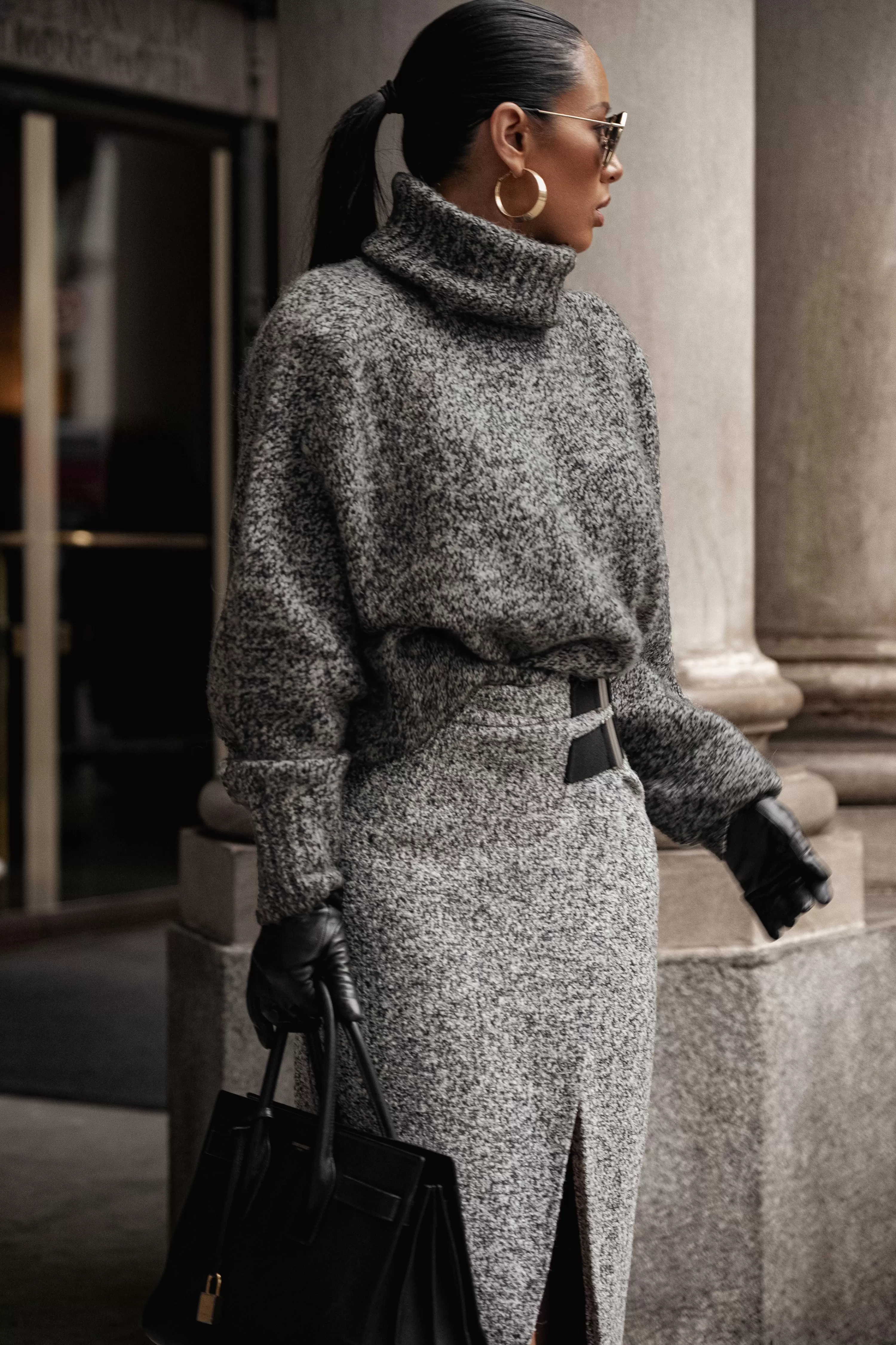 JLUXLABEL Grey New Beginnings Oversized Turtleneck