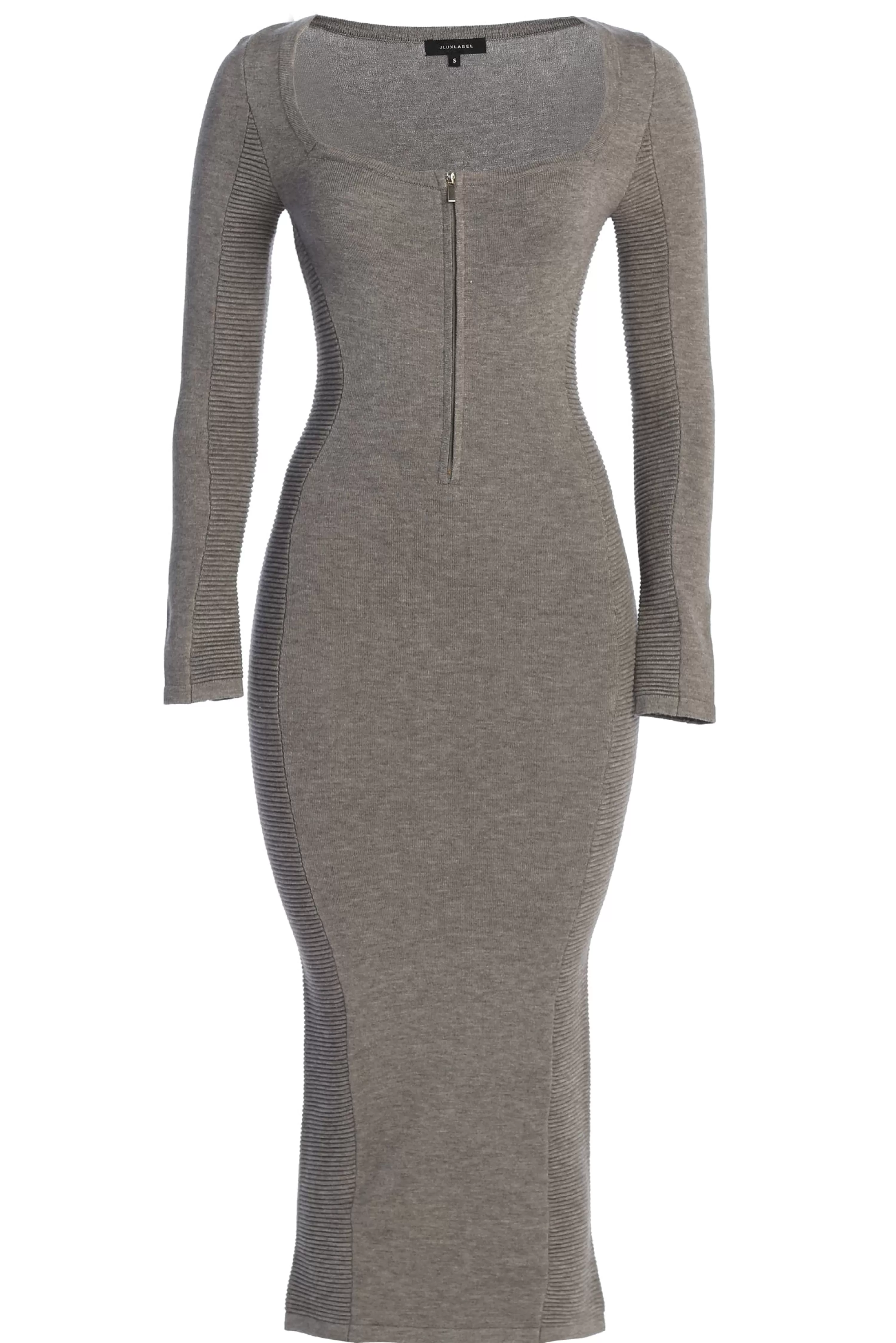 JLUXLABEL Grey Pollie Midi Dress