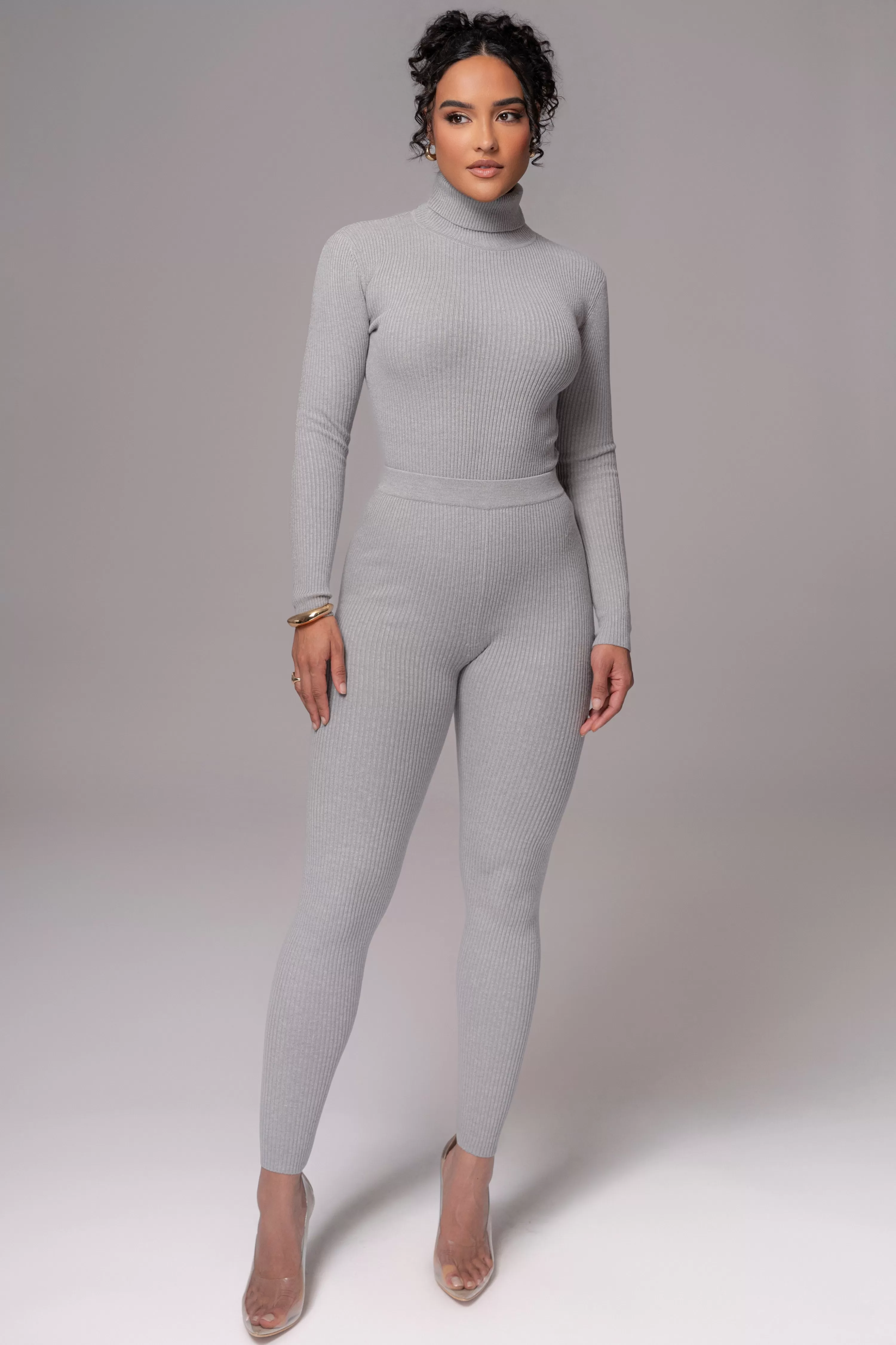 JLUXLABEL Heather Grey Naaya Ribbed Leggings