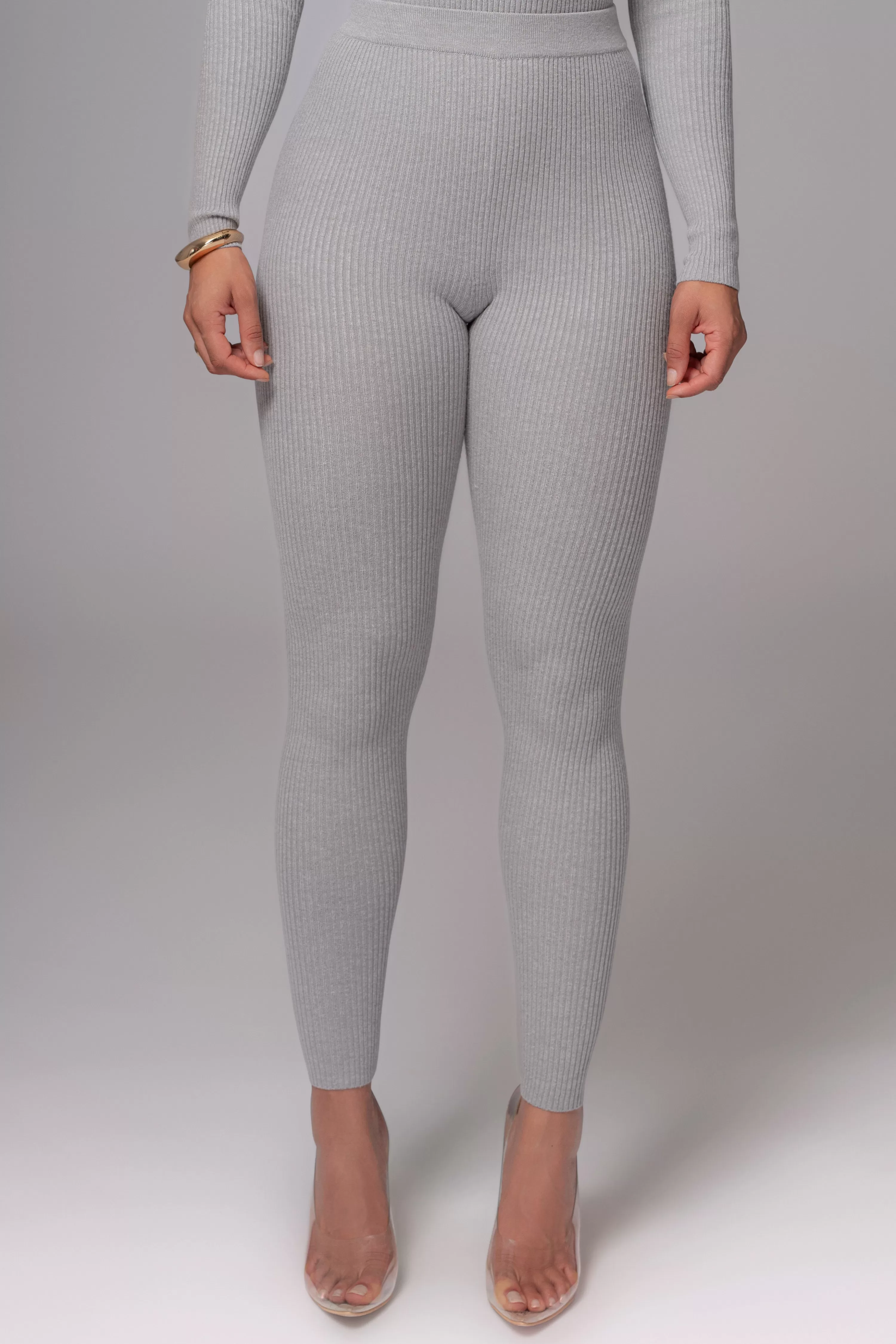 JLUXLABEL Heather Grey Naaya Ribbed Leggings