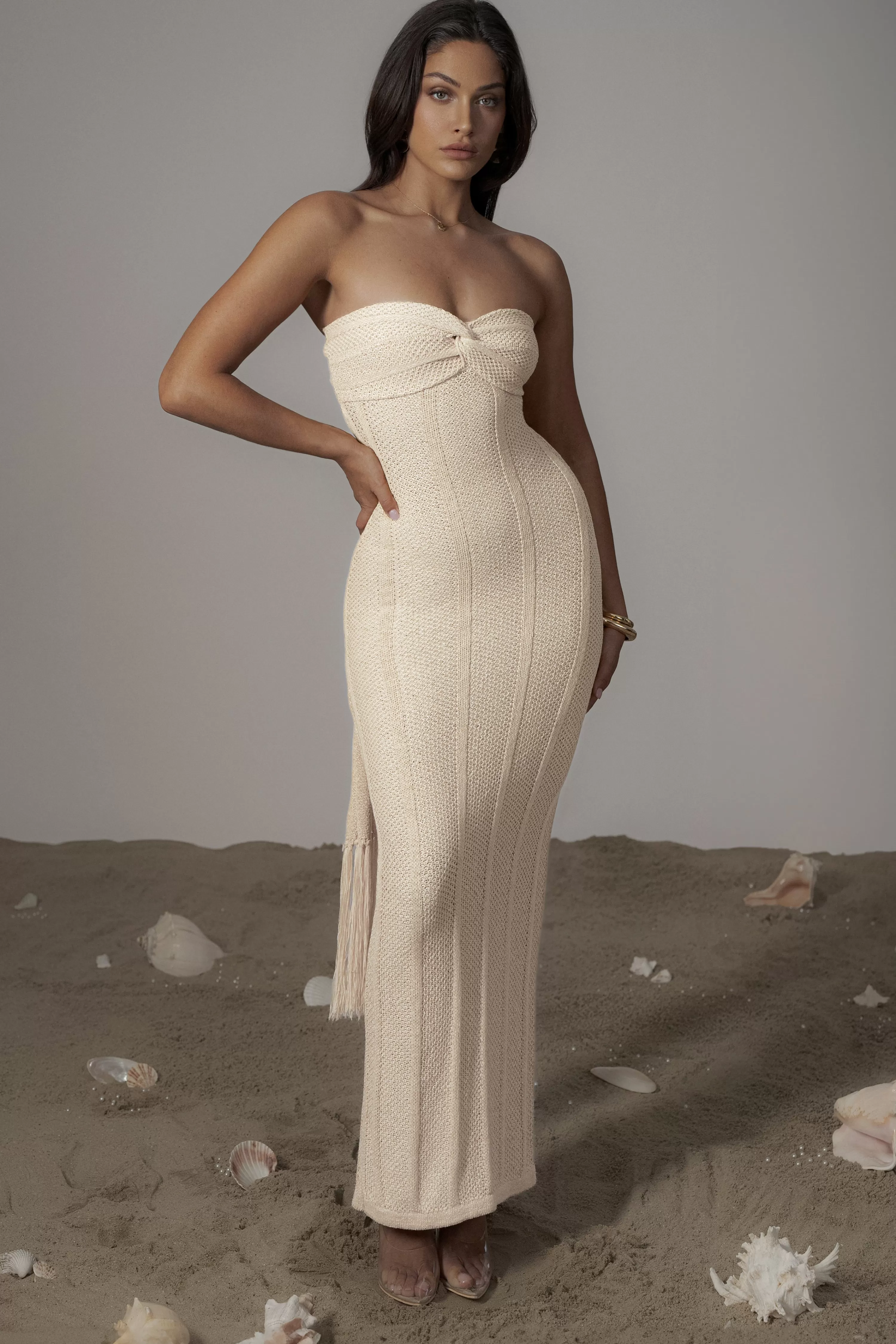 JLUXLABEL Ivory Blanca Strapless Maxi Dress