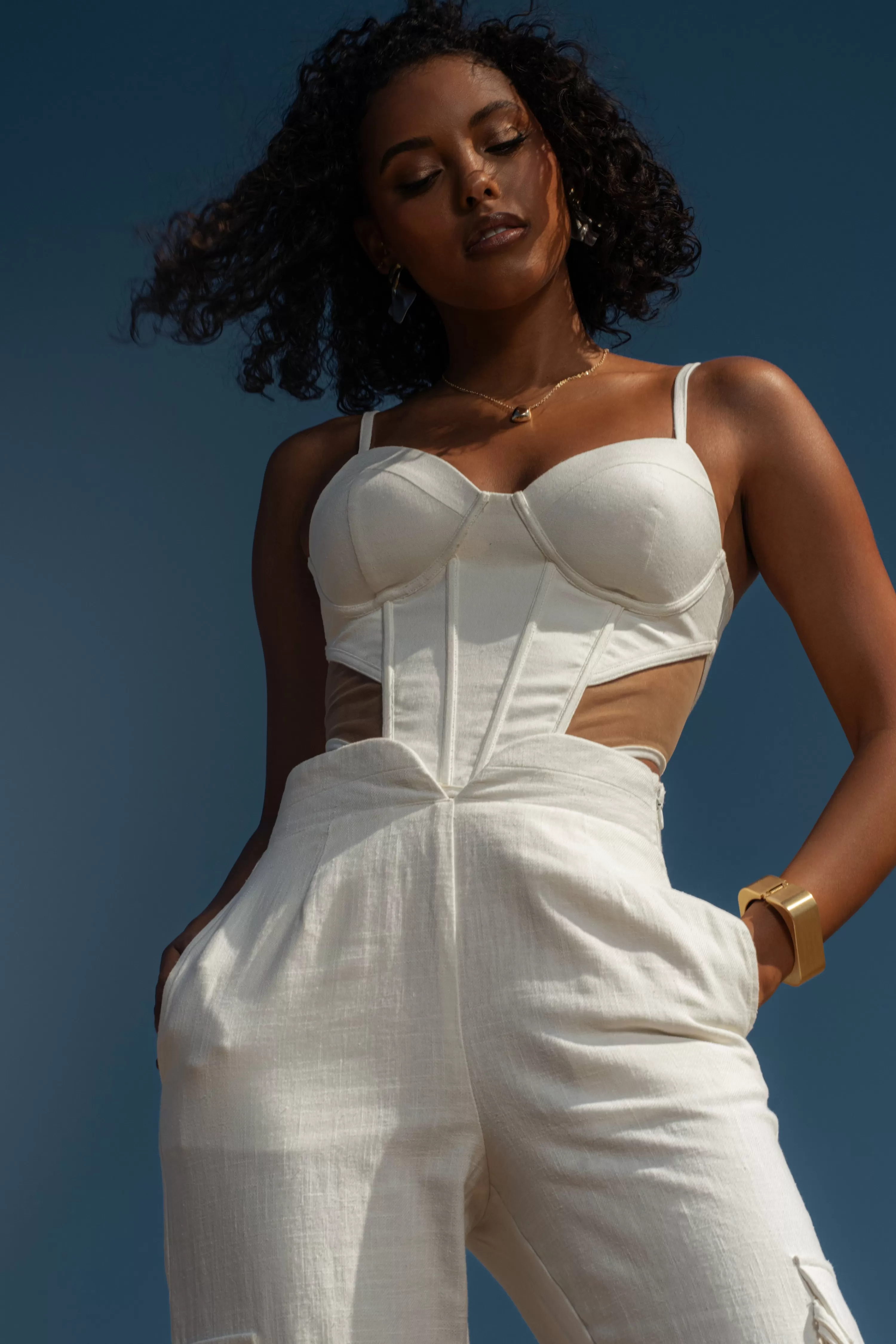 JLUXLABEL Ivory Horizon Linen Corset