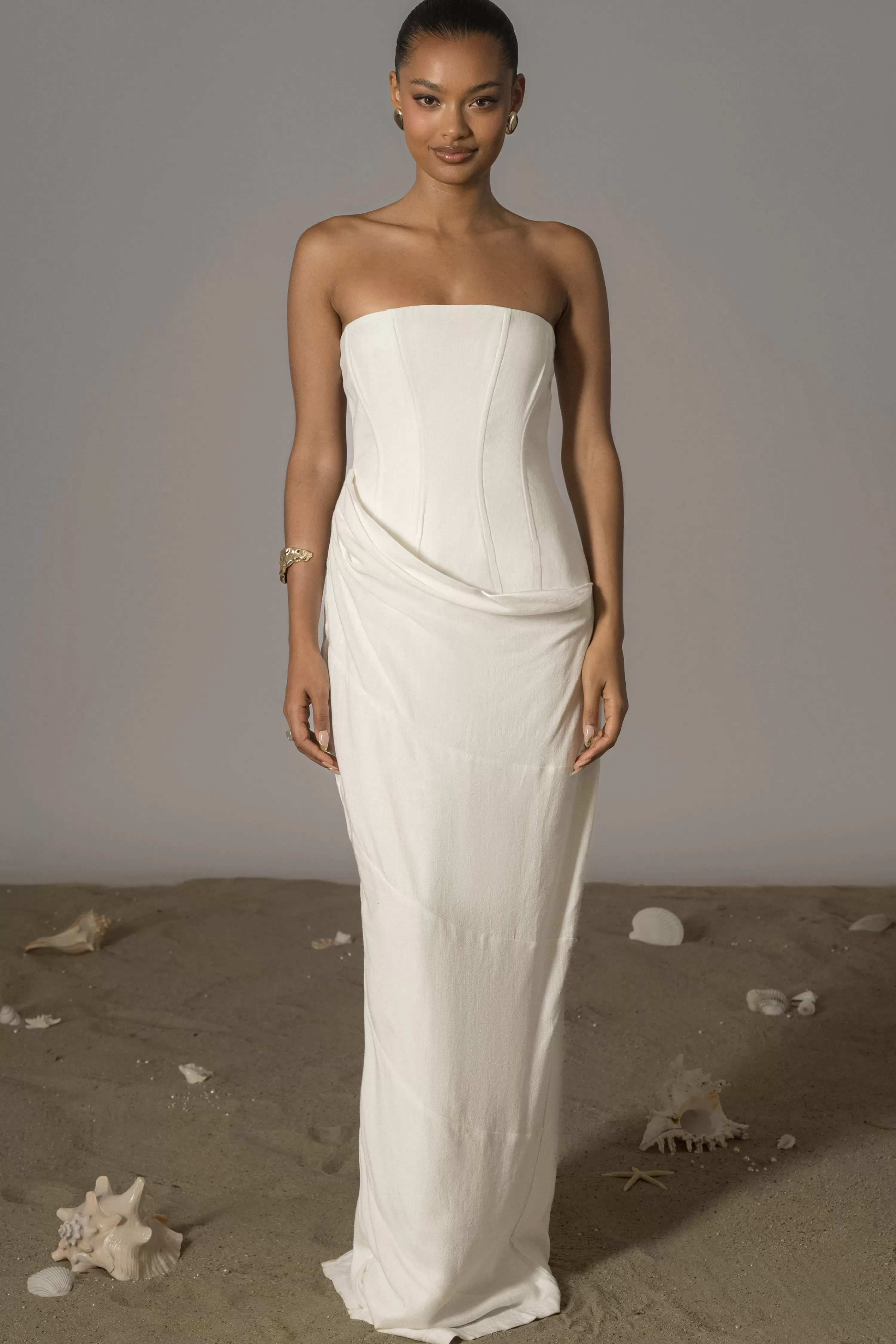 JLUXLABEL Ivory Journey Linen Maxi Dress