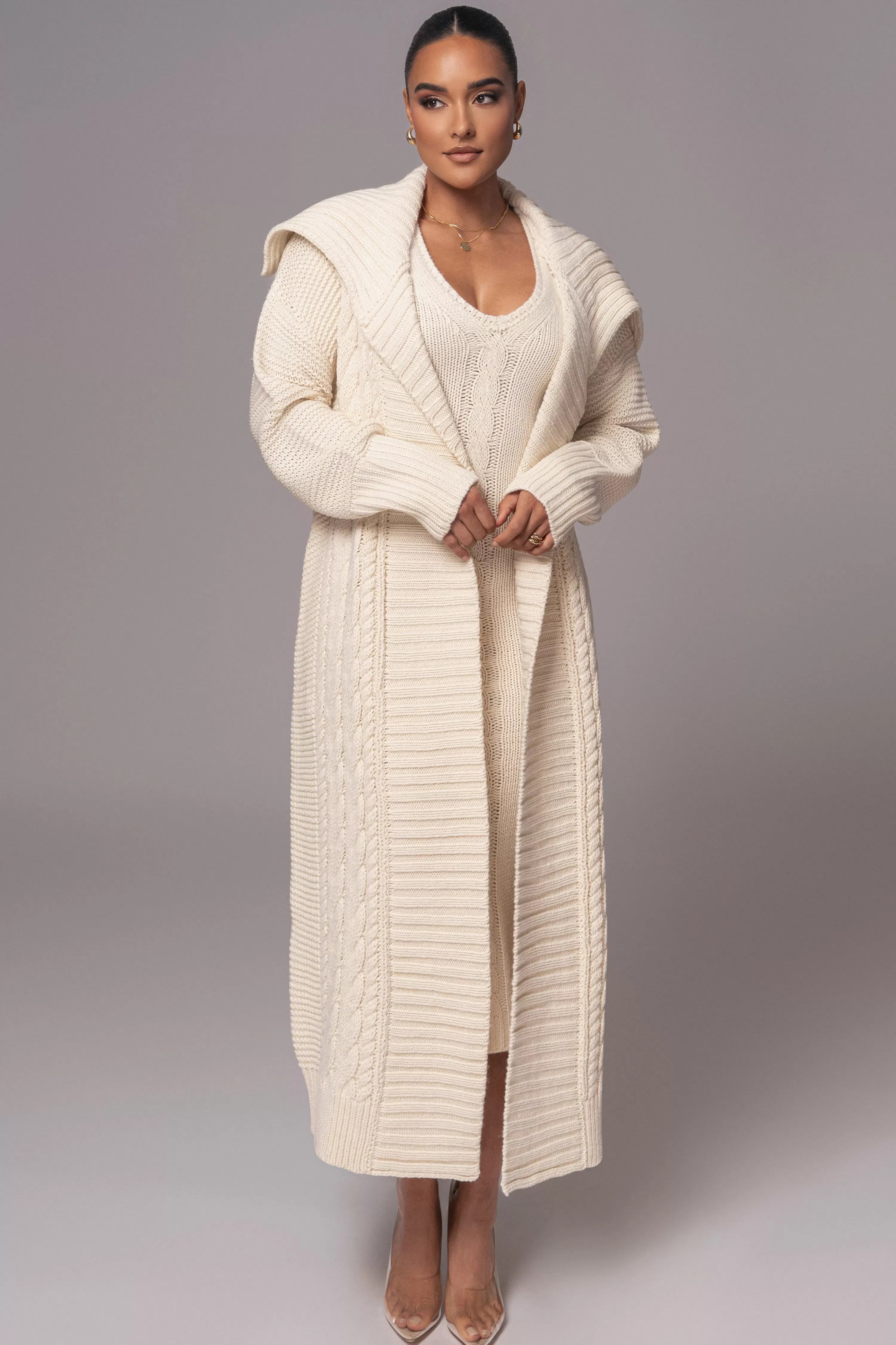 JLUXLABEL Ivory Malinda Sweater Knit Cardigan