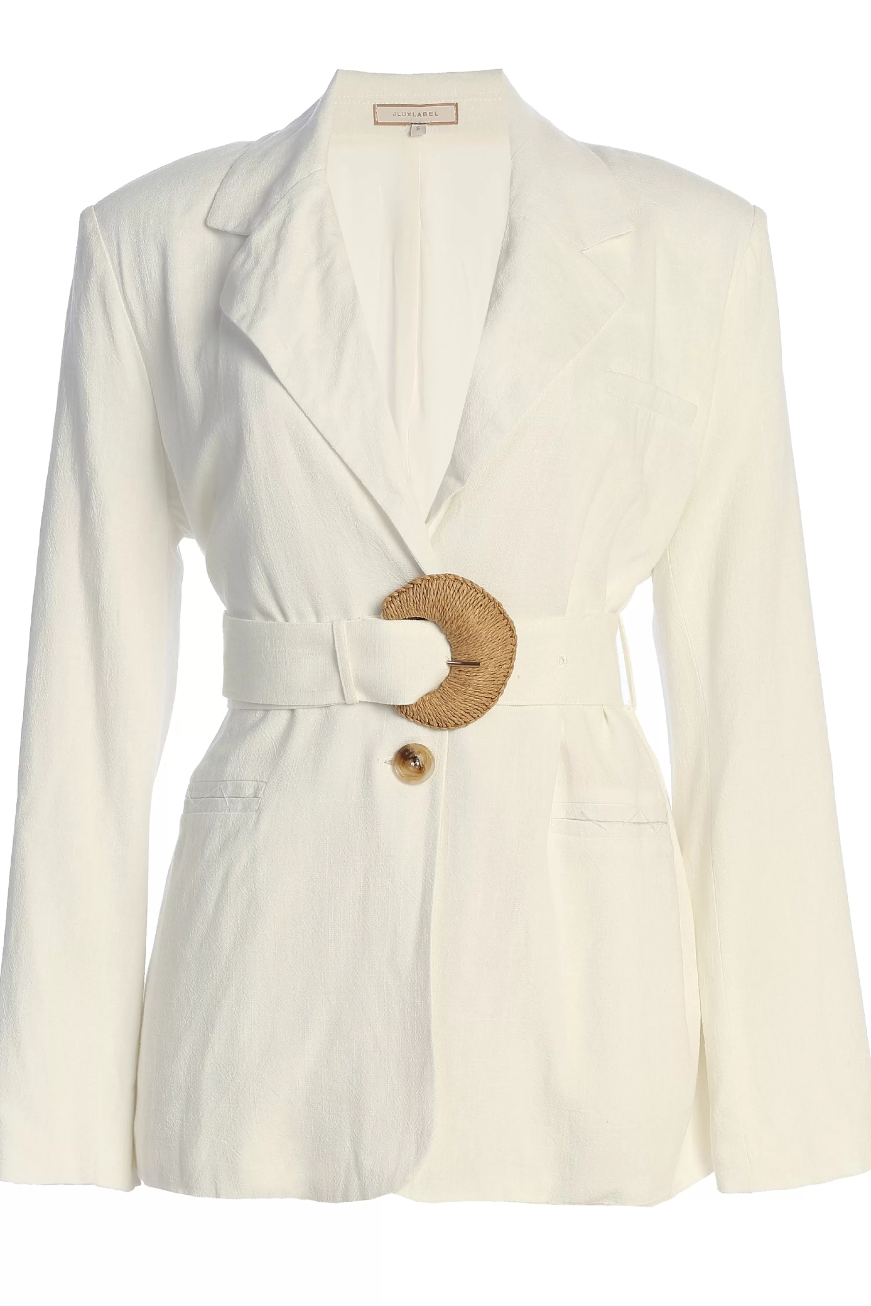 JLUXLABEL Ivory Ocean Breeze Linen Blazer