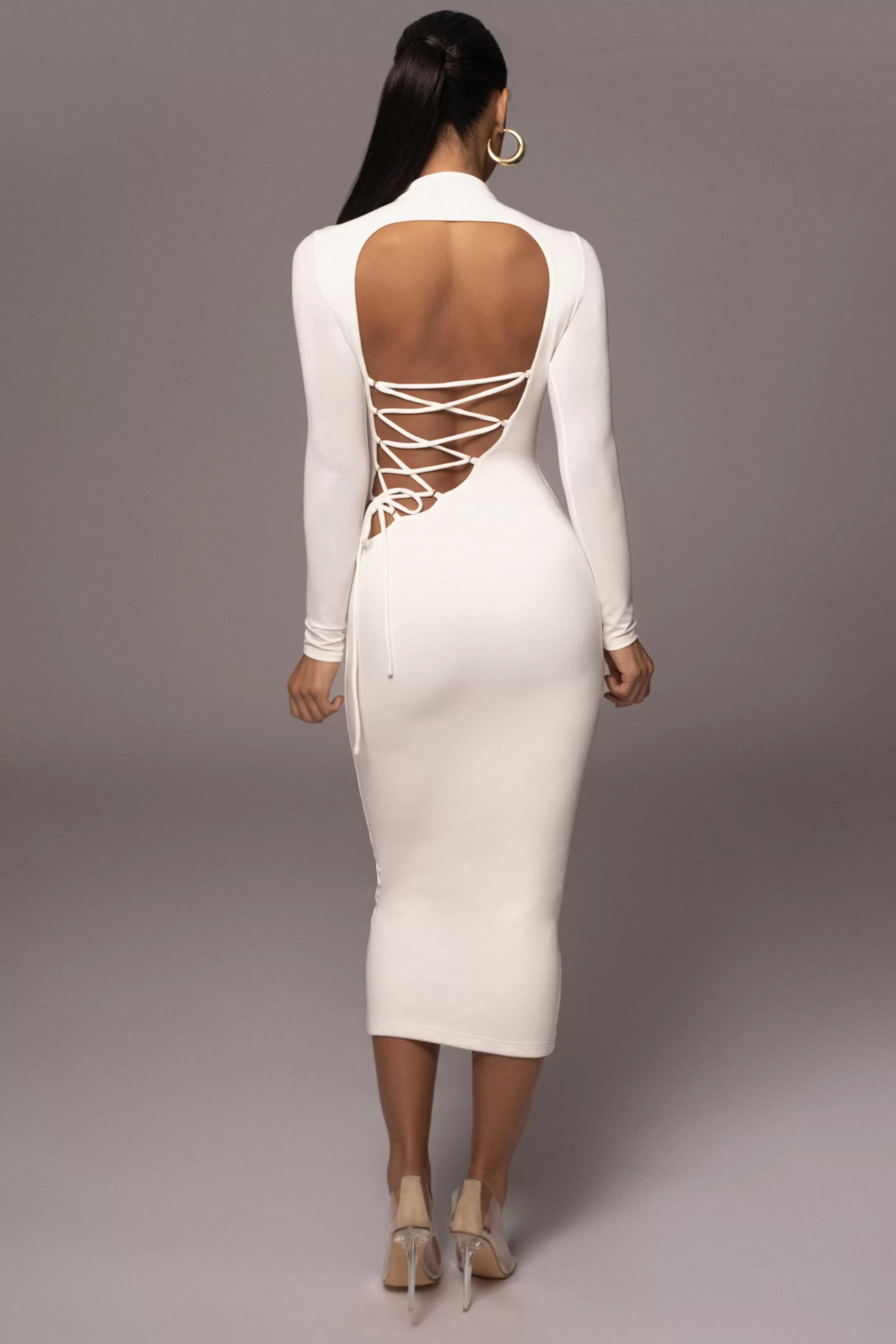 JLUXLABEL Ivory Shaye Mock Neck Dress