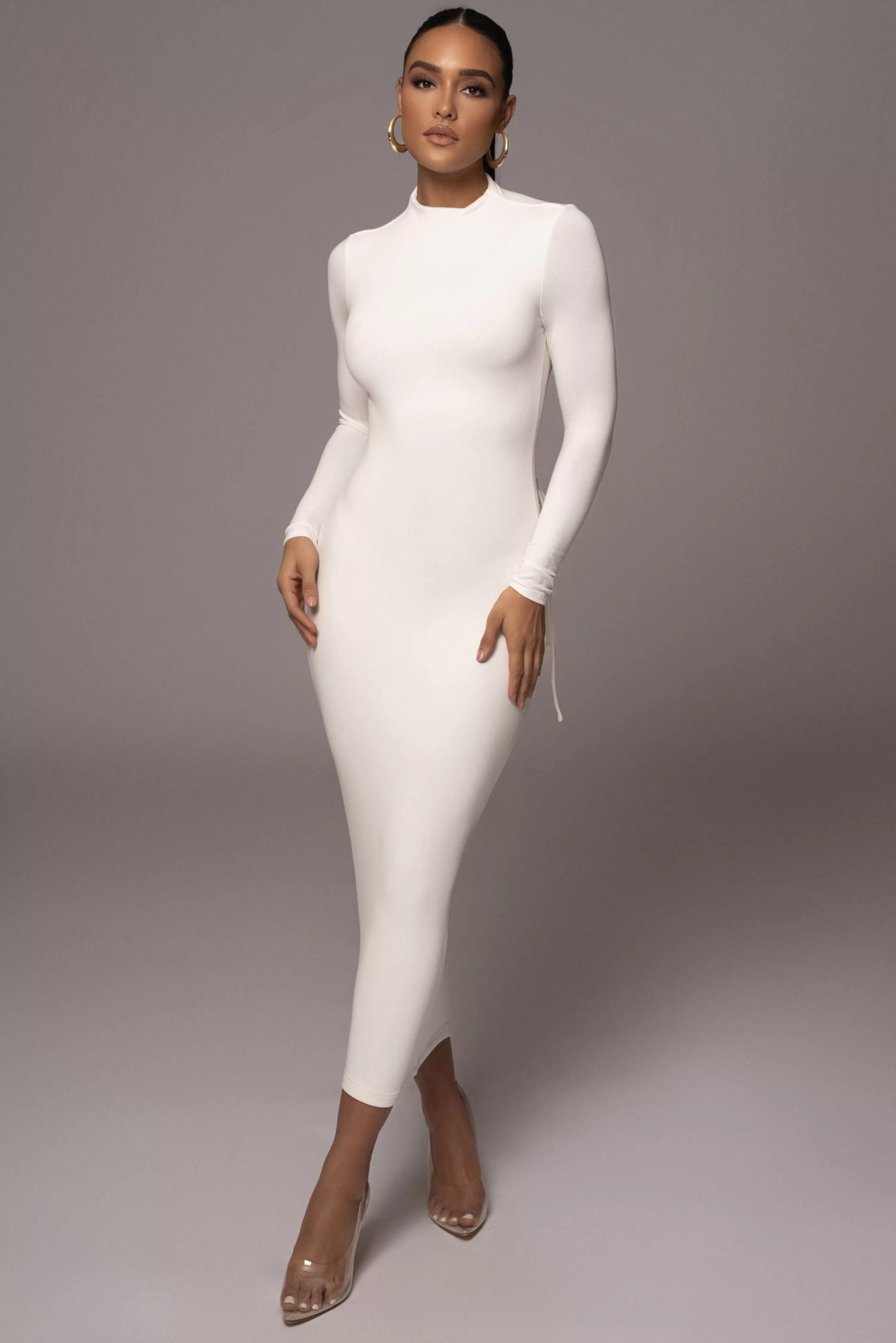 JLUXLABEL Ivory Shaye Mock Neck Dress