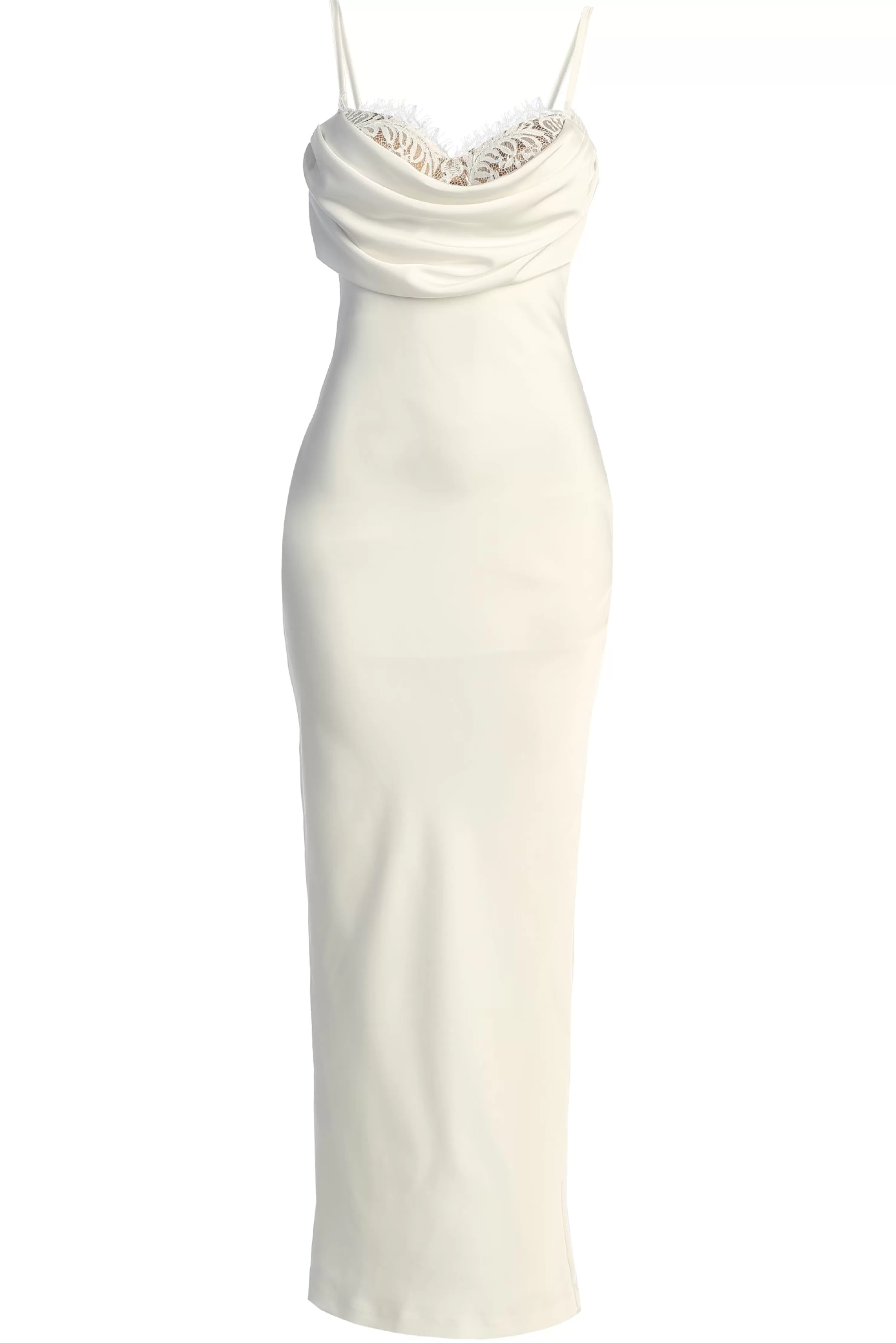 JLUXLABEL Ivory Unveiled Satin Maxi Dress