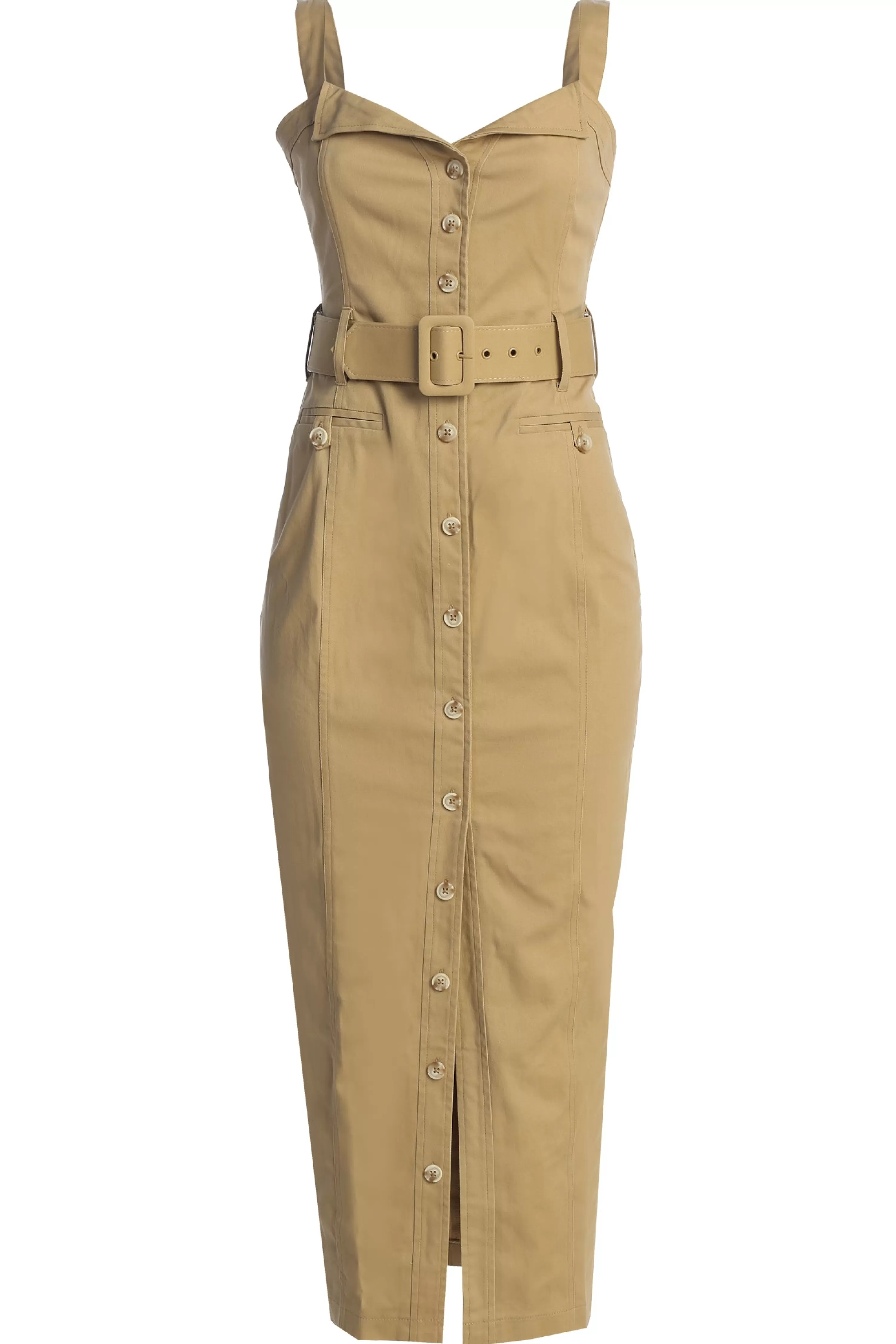 JLUXLABEL Khaki Forever Summer Belted Dress