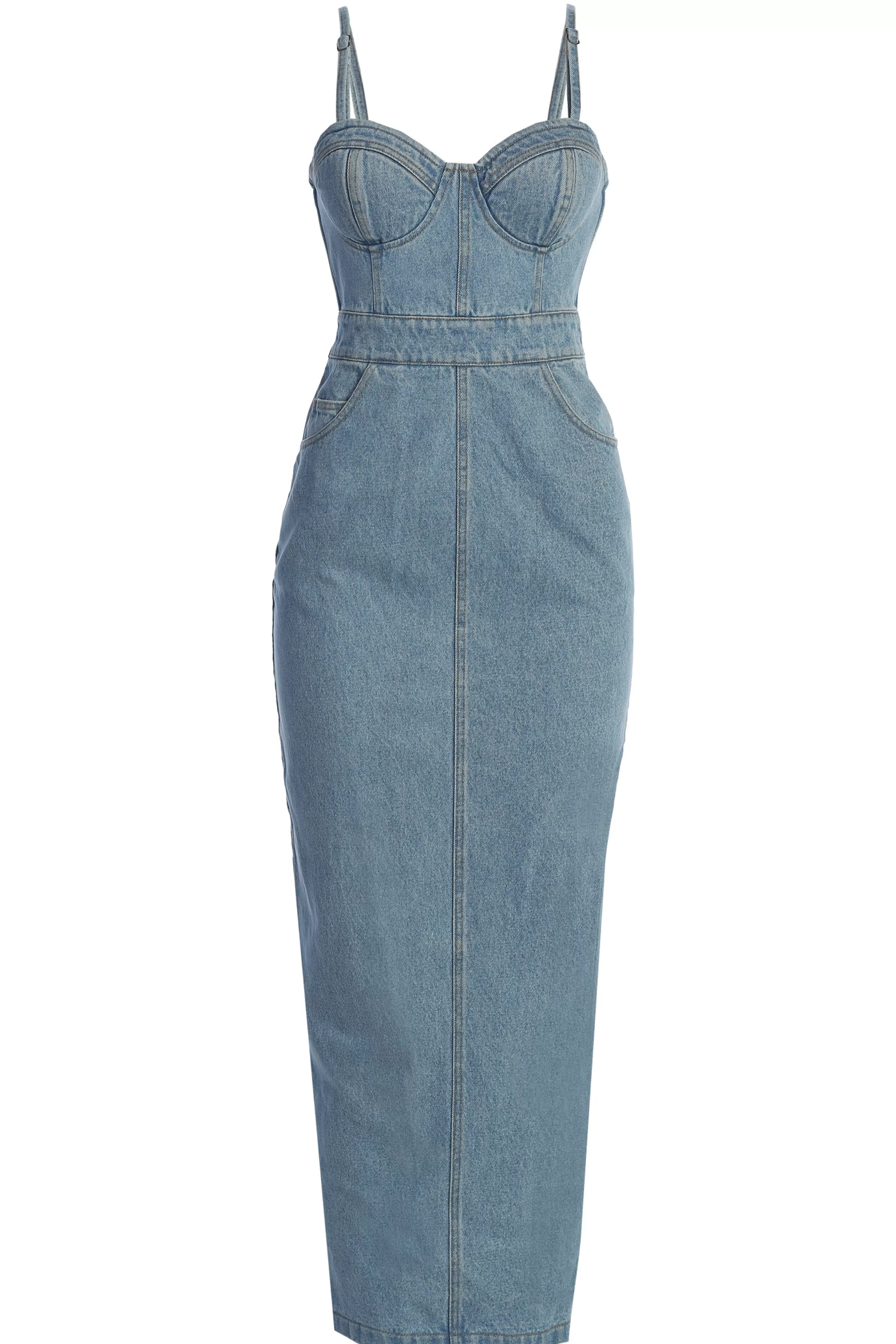 JLUXLABEL Medium Wash Mara Denim Bustier Dress