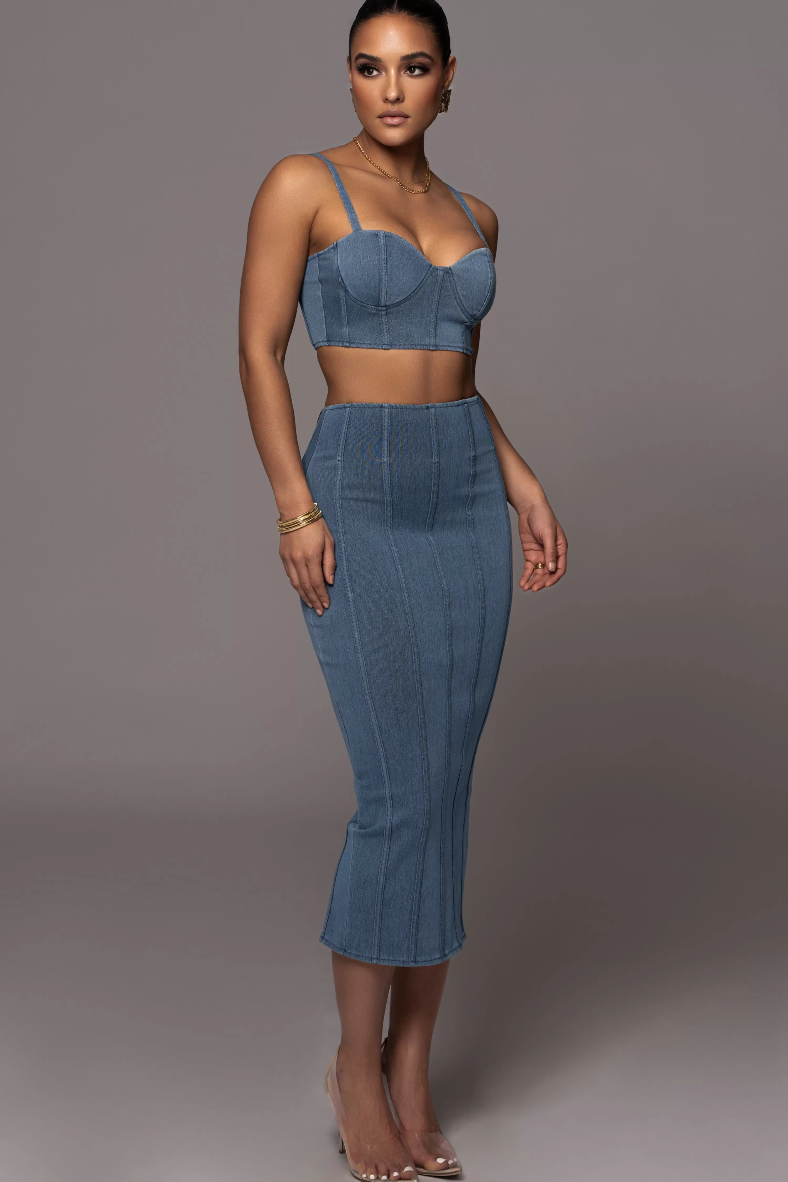 JLUXLABEL NAT  LIV x Denim Eliana Skirt Set