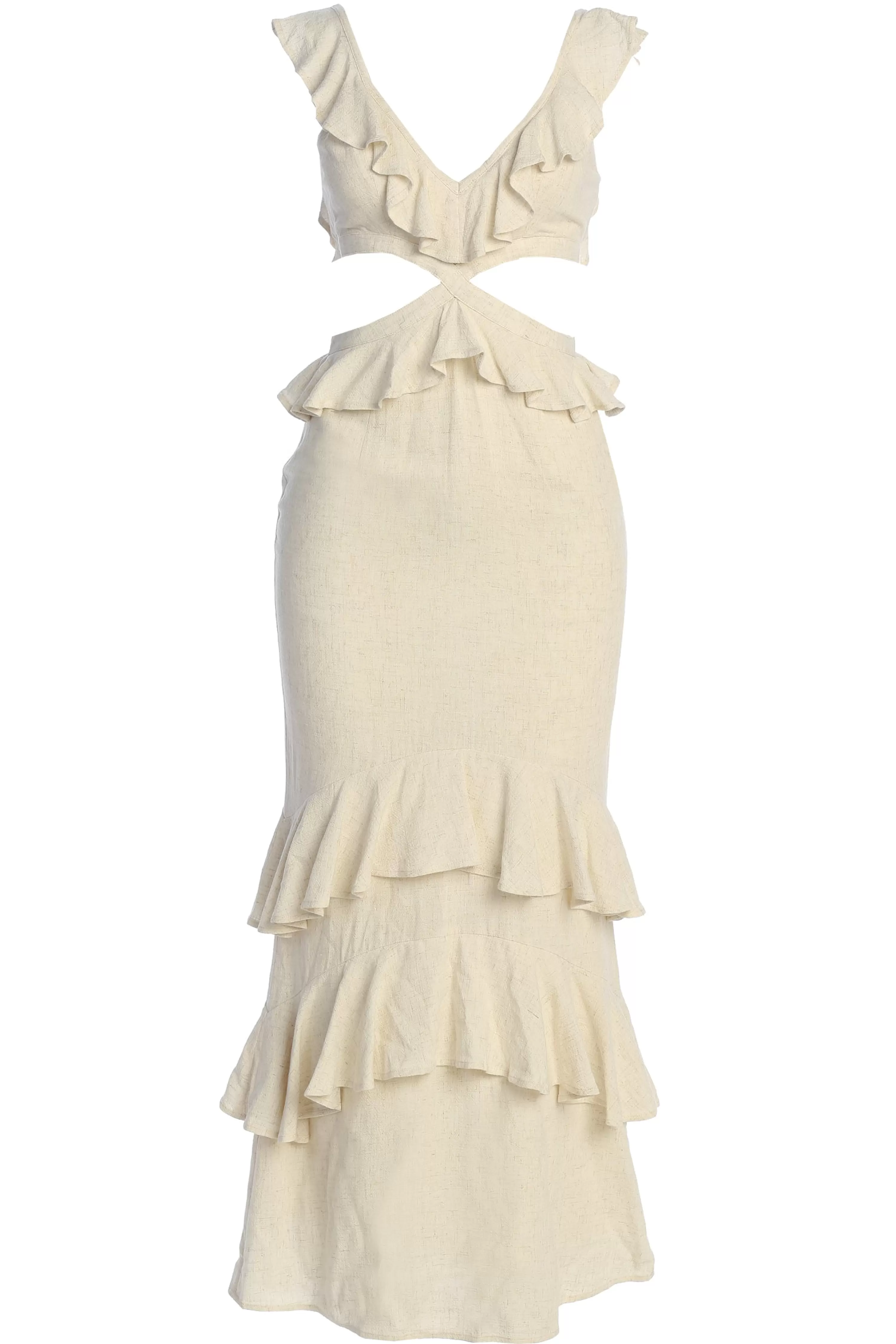 JLUXLABEL Natural Sunshine Ruffle Linen Dress