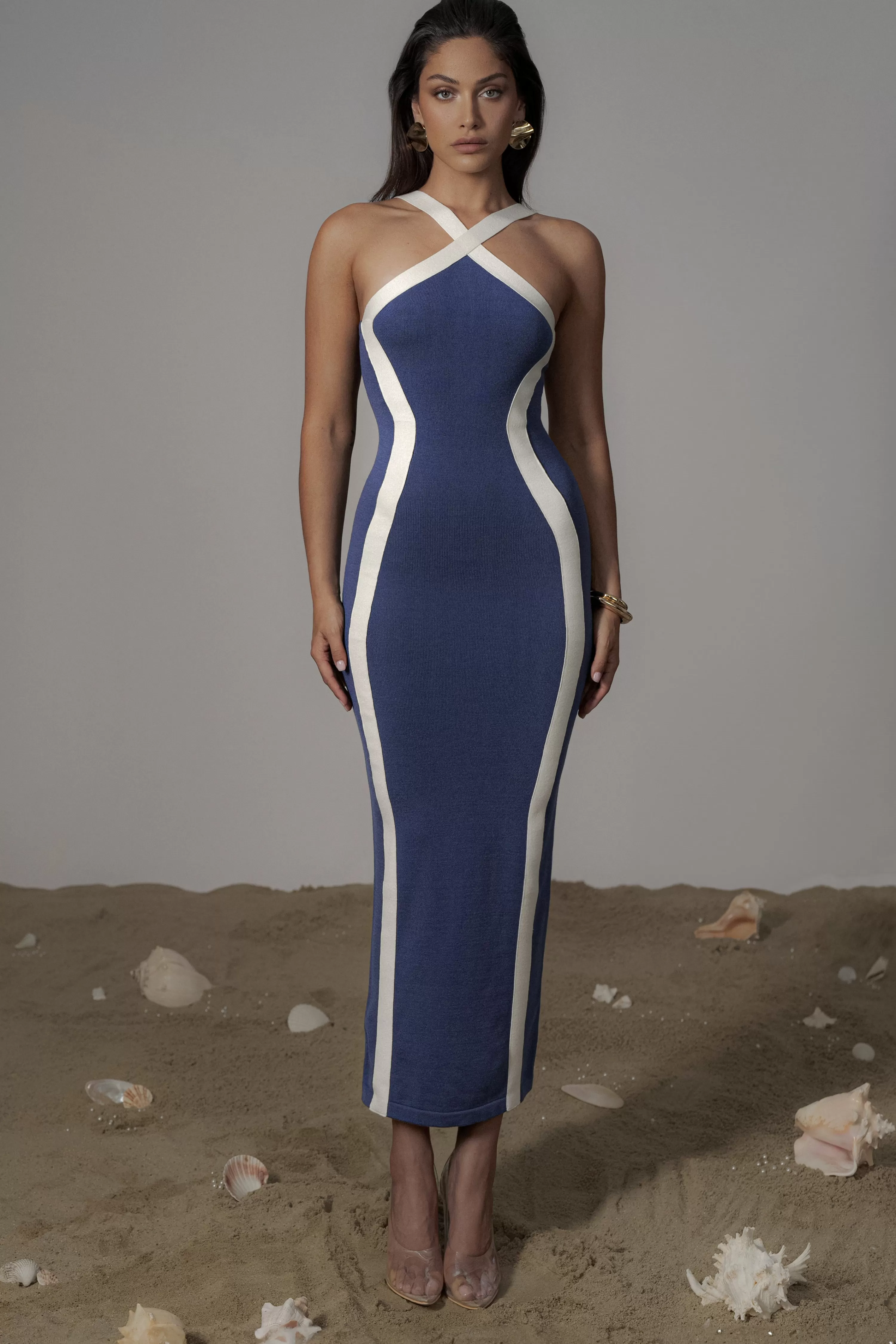 JLUXLABEL Navy  Fabiola Contrast Maxi Dress