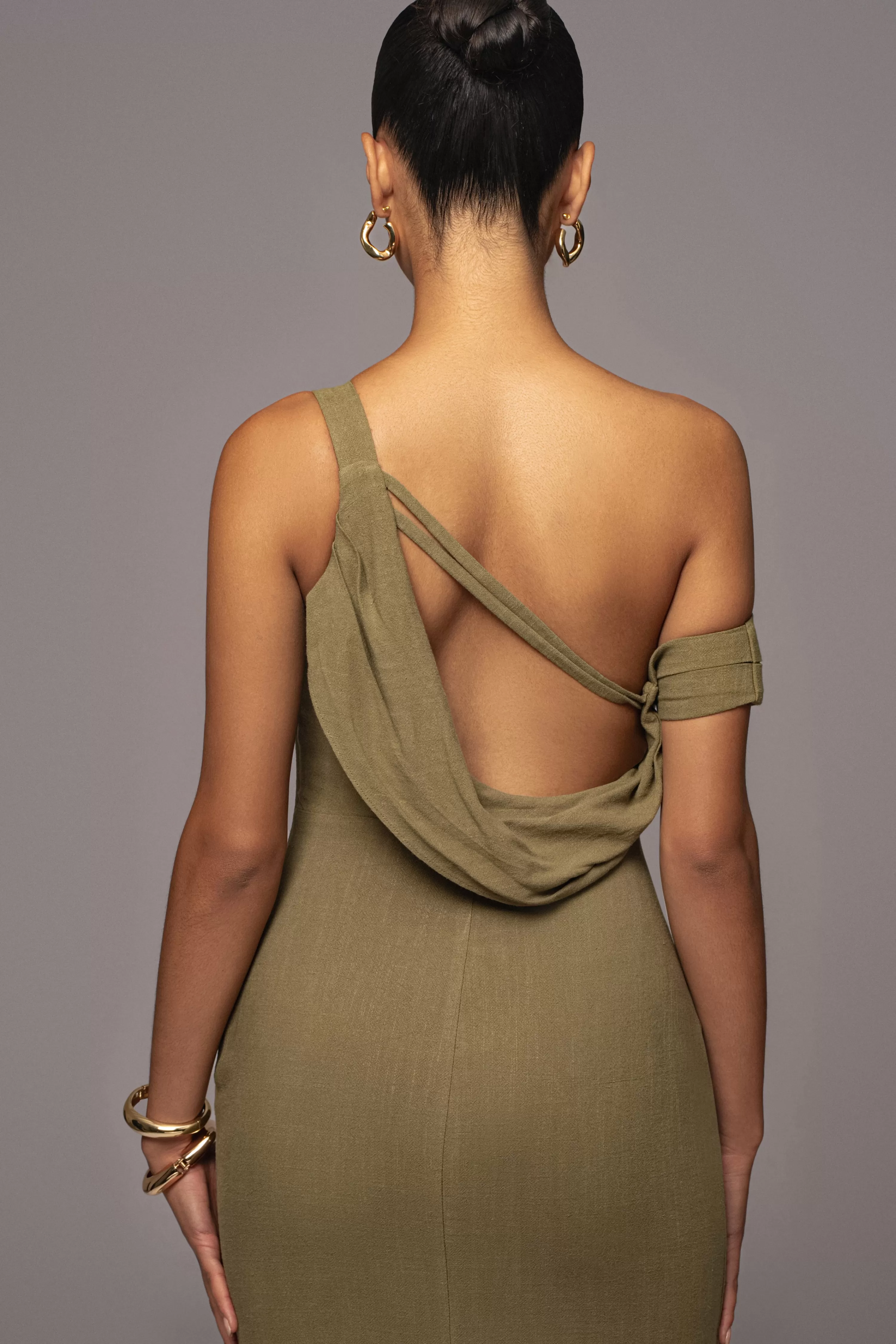 JLUXLABEL Olive Escape Linen Dress