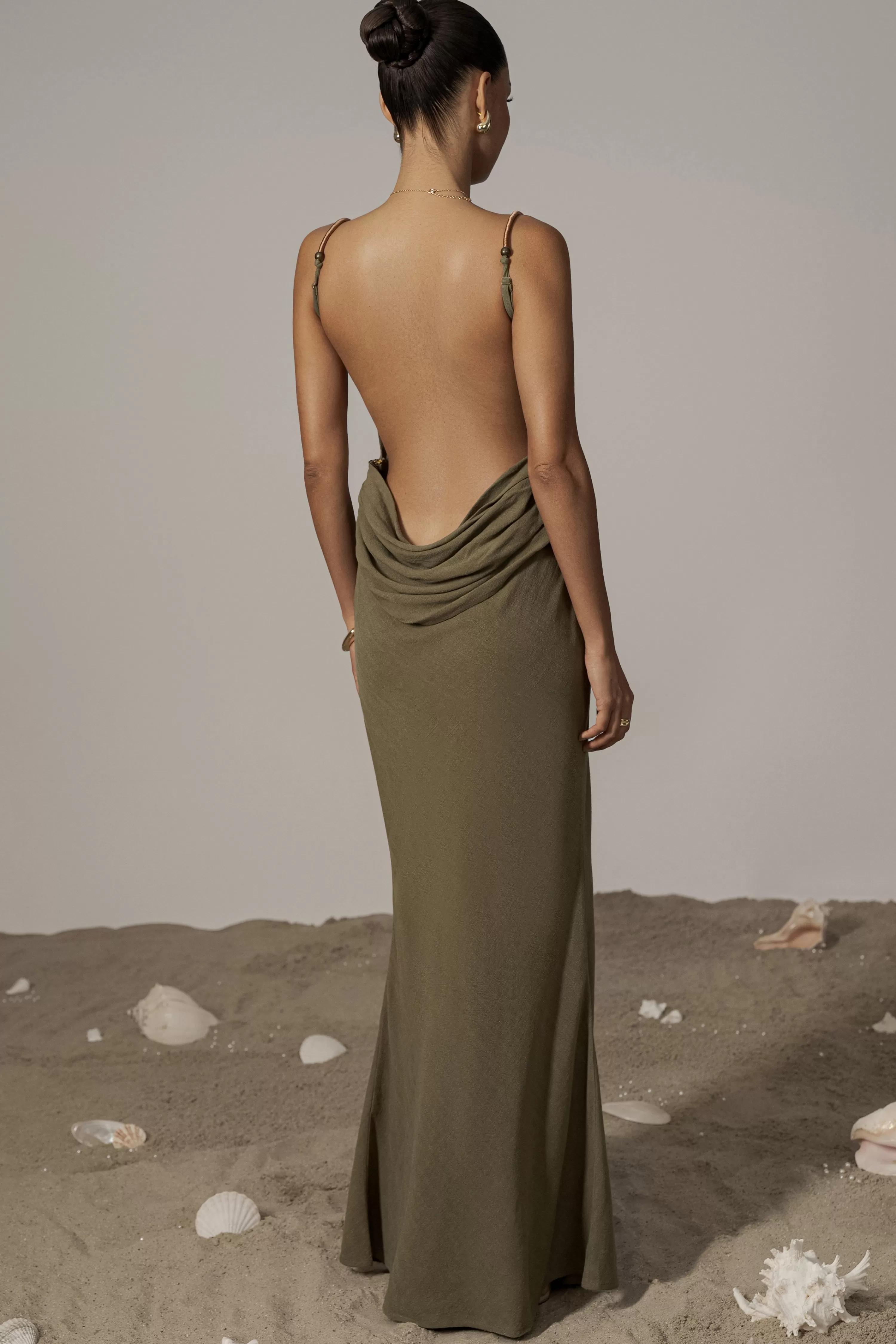 JLUXLABEL Olive Getaway Linen Maxi Dress