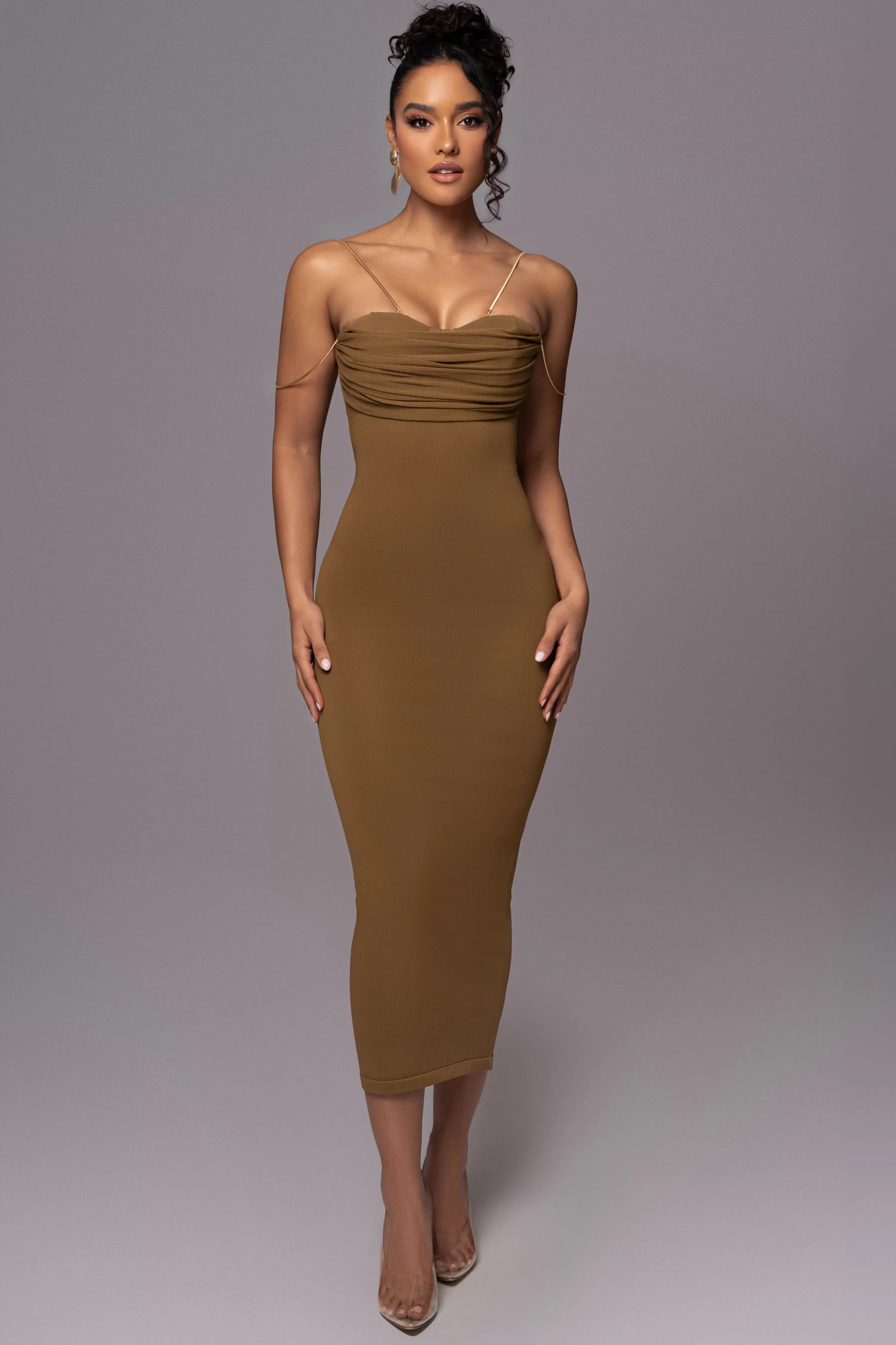 JLUXLABEL Olive La Lune Drape Midi Dress