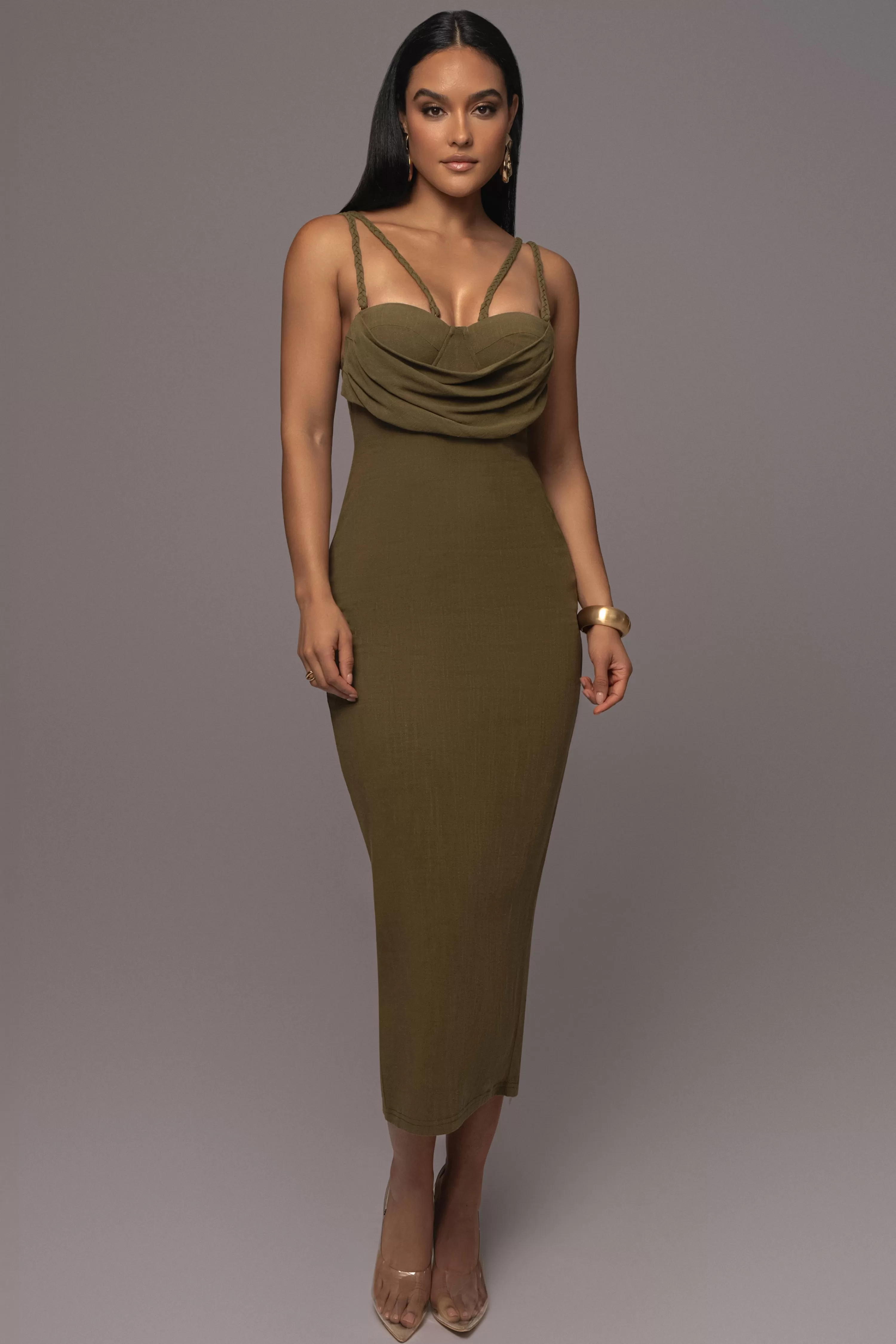 JLUXLABEL Olive Linen Visions Of You Dress