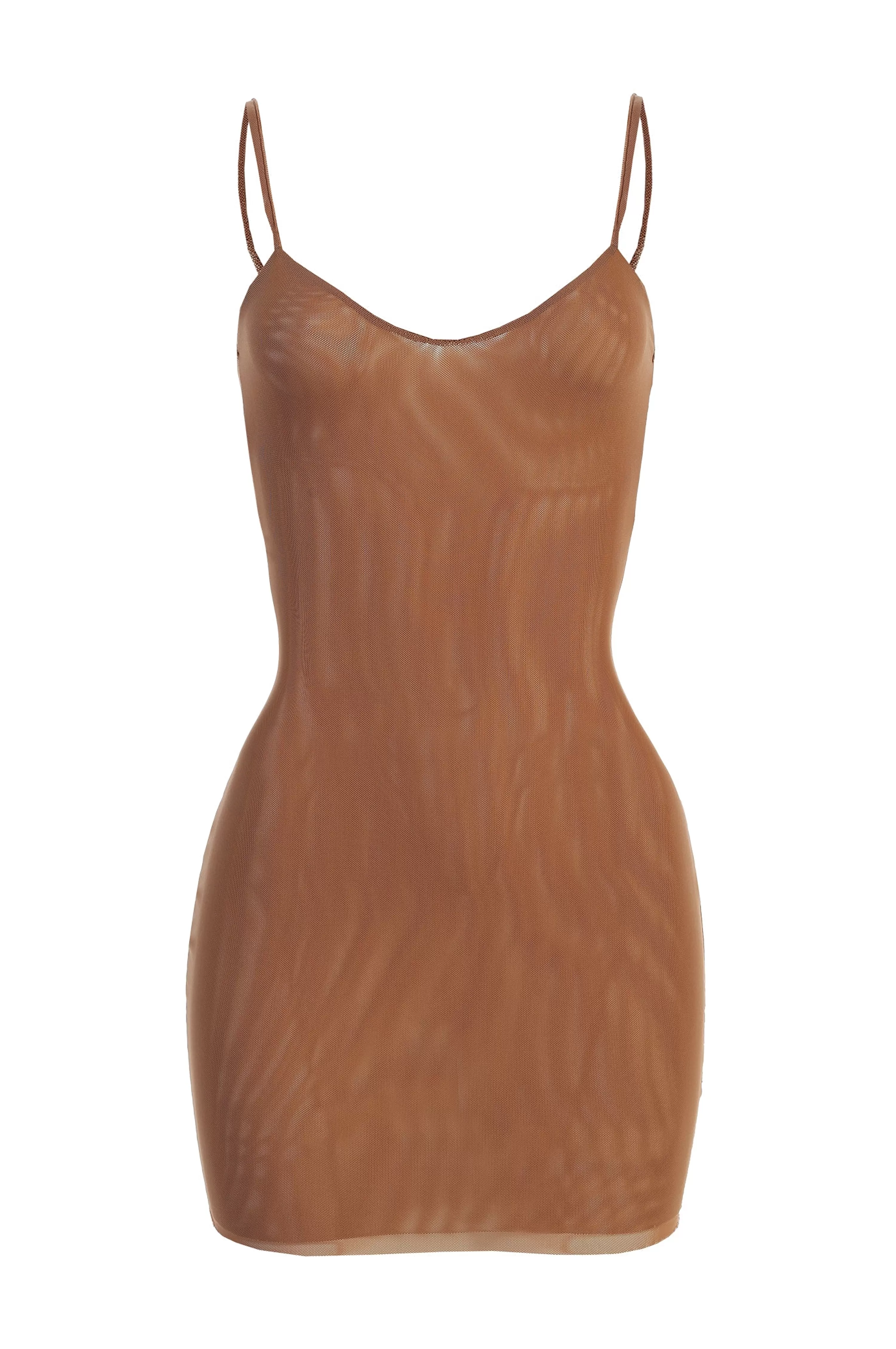 JLUXLABEL Pecan Mesh Layering Mini Dress Undergarment