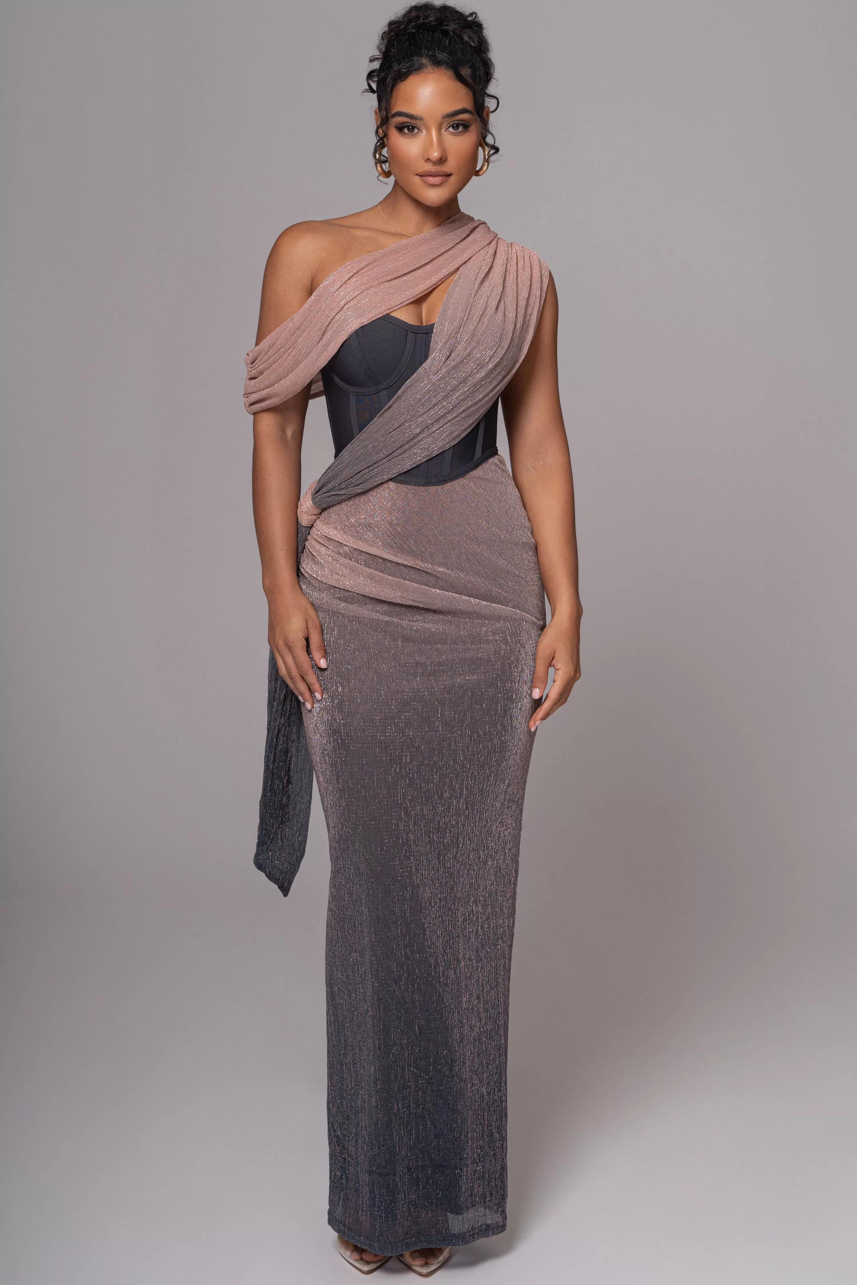 JLUXLABEL Pink Dusk Celestina Draped Maxi Dress