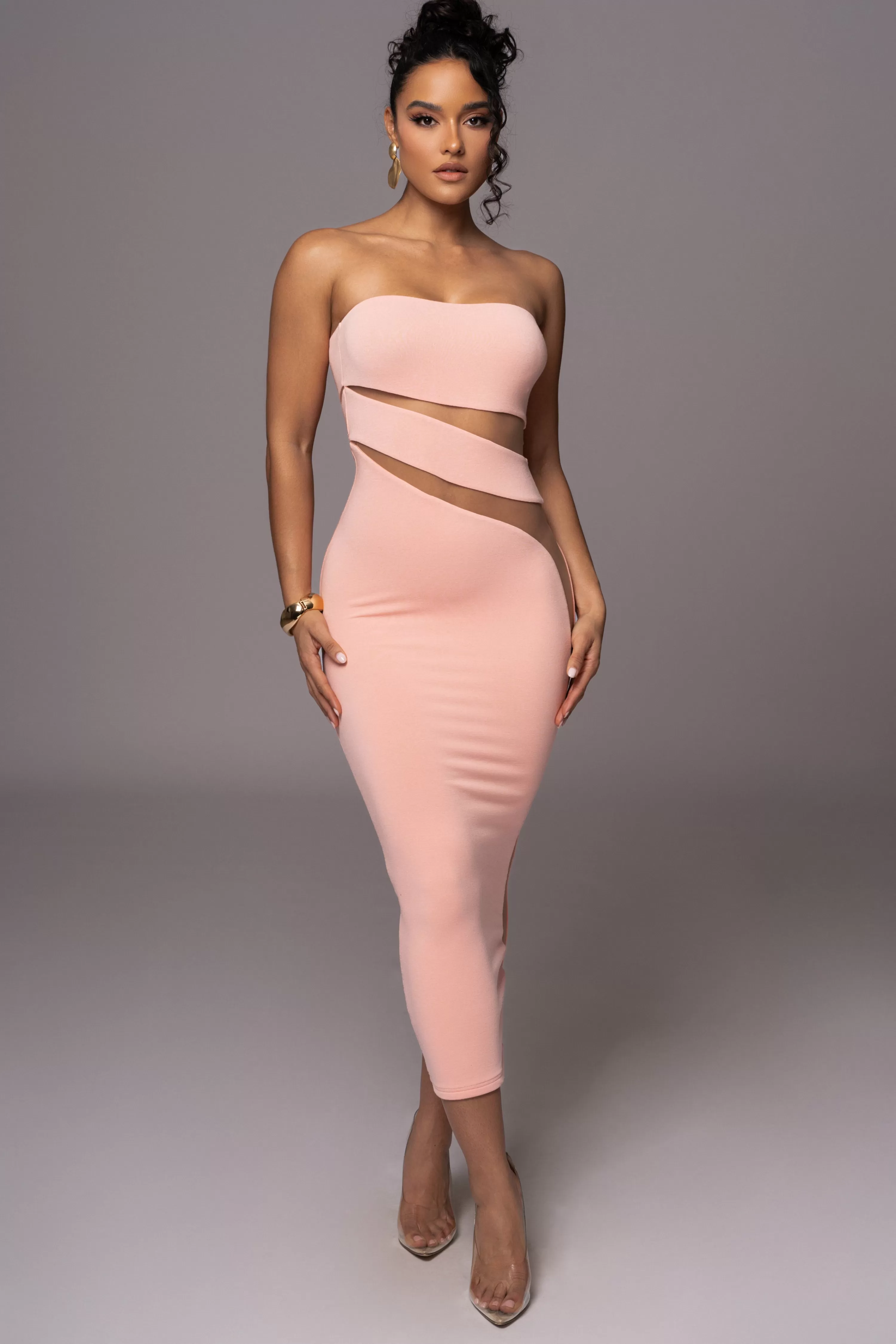 JLUXLABEL Pink Unpredictable Midi Dress