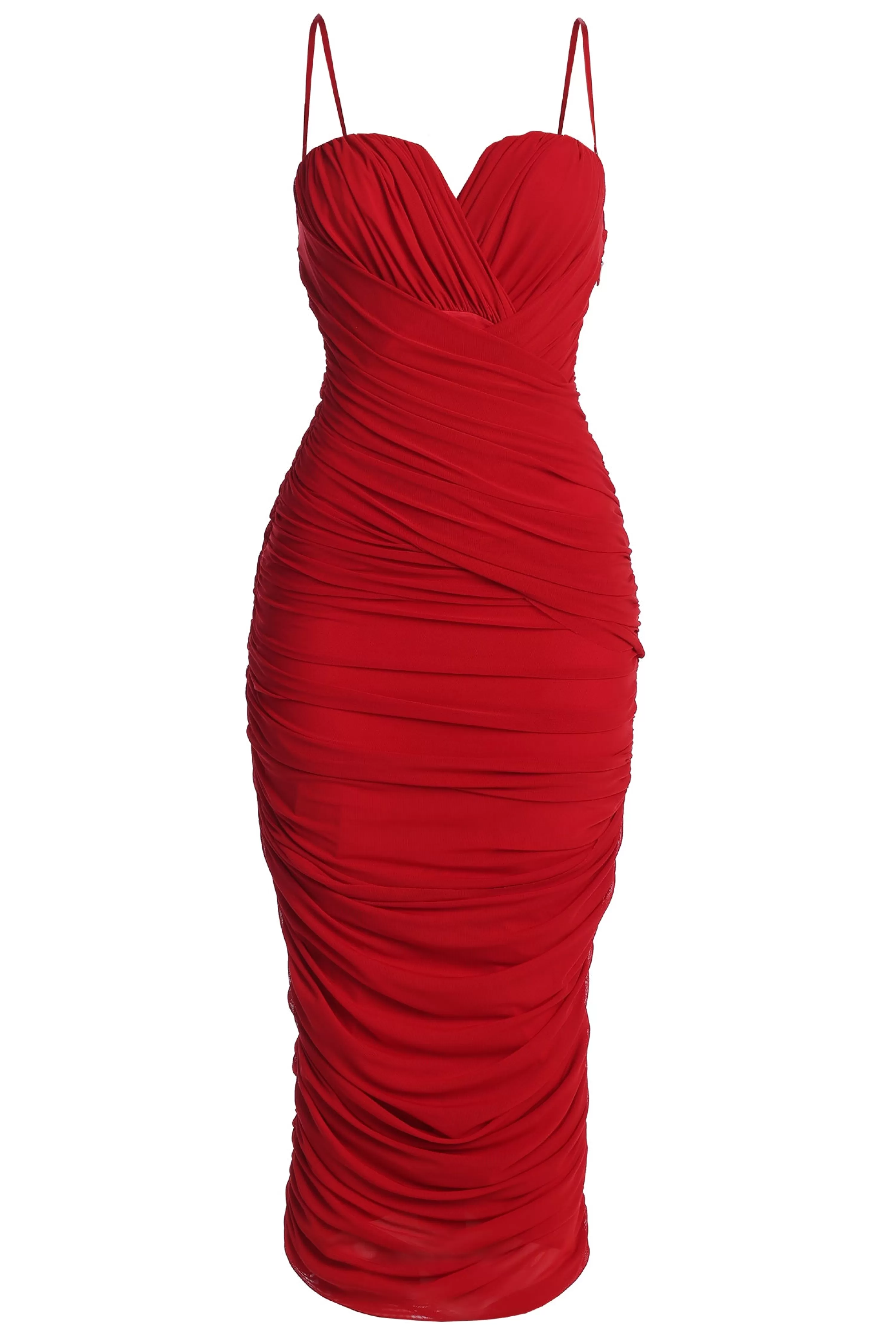 JLUXLABEL Red Arcadia Mesh Midi Dress