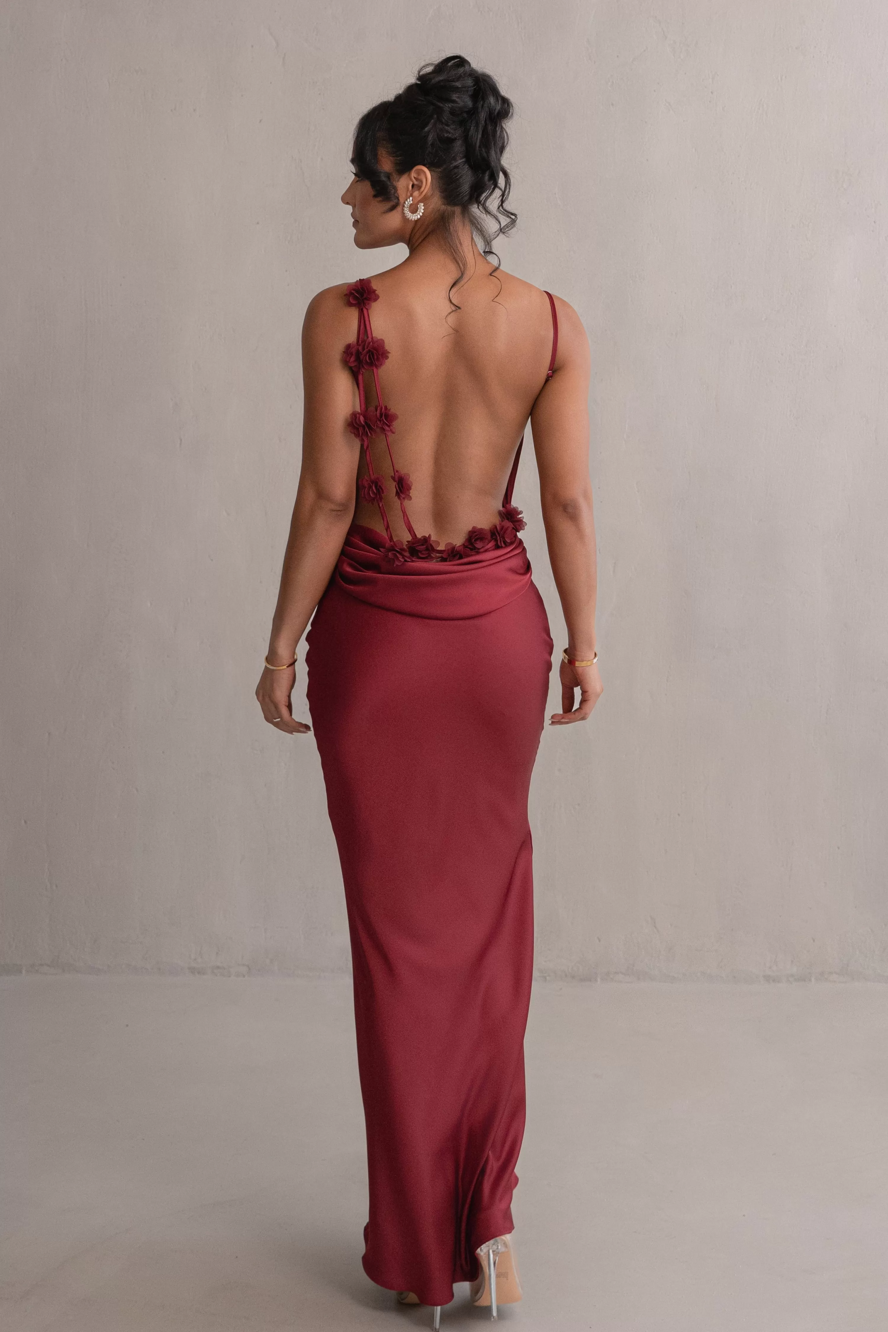 JLUXLABEL Red Down The Aisle Satin Gown