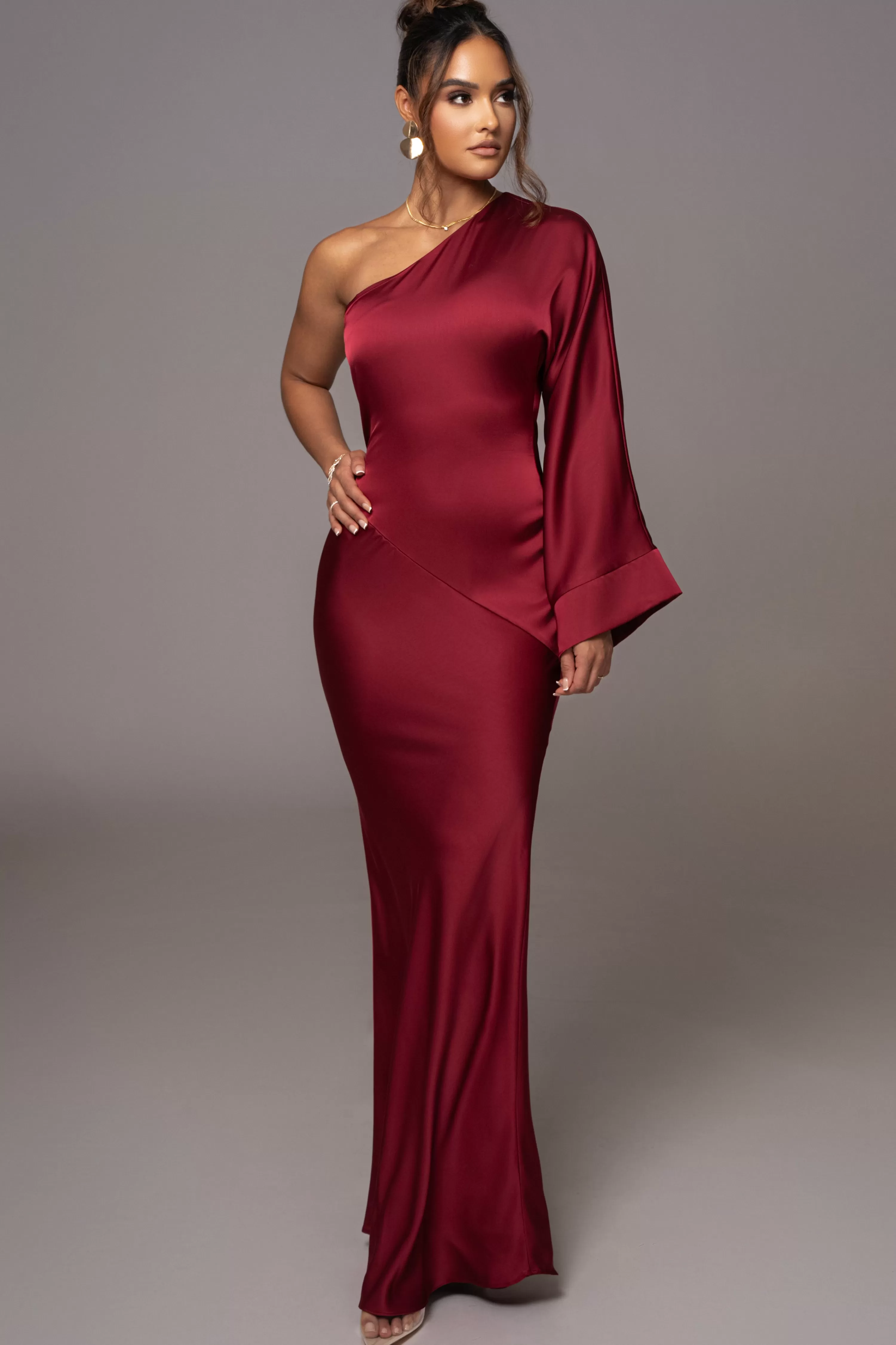 JLUXLABEL Red Femme Drape Maxi Dress