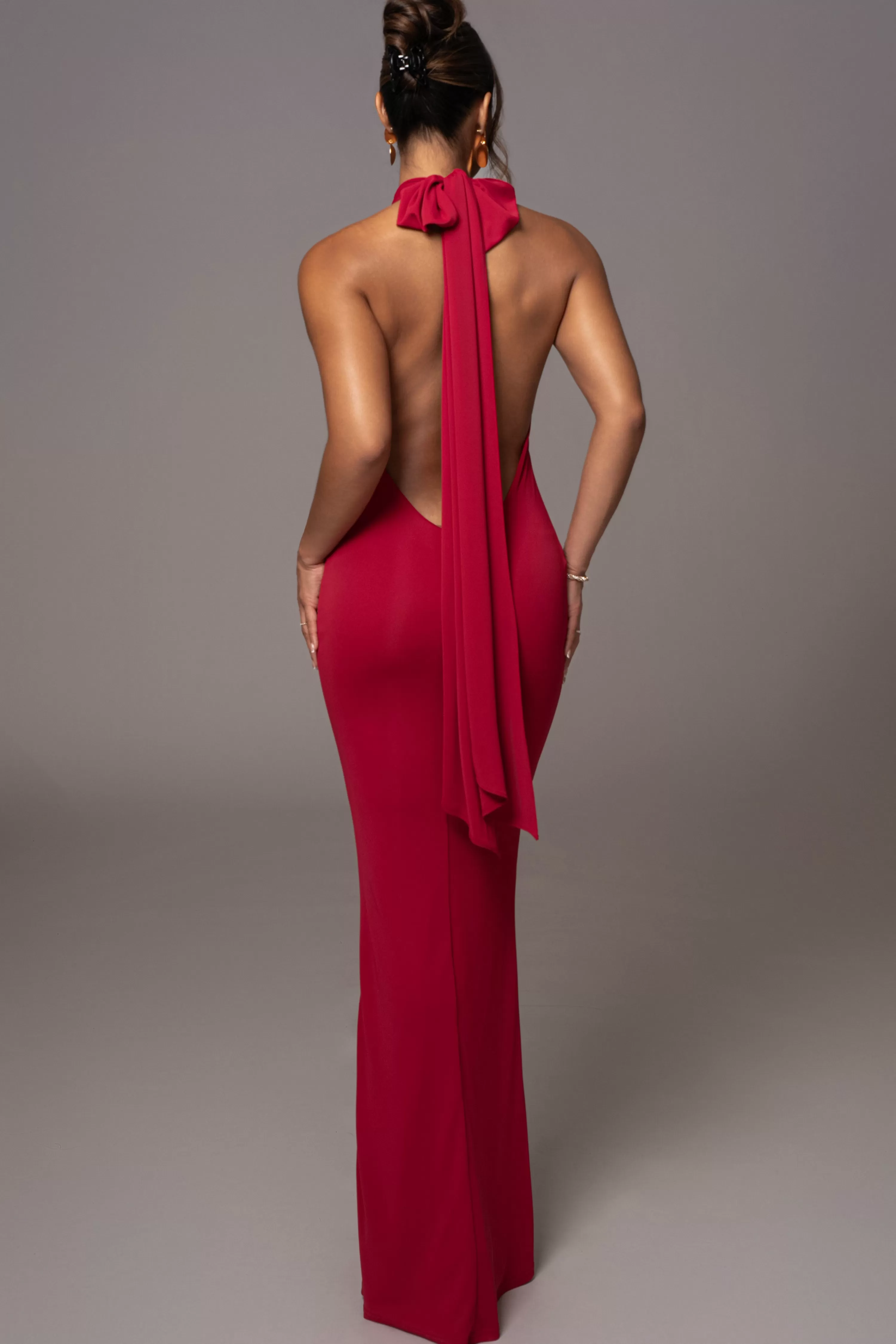 JLUXLABEL Red Golden Evening Maxi Gown