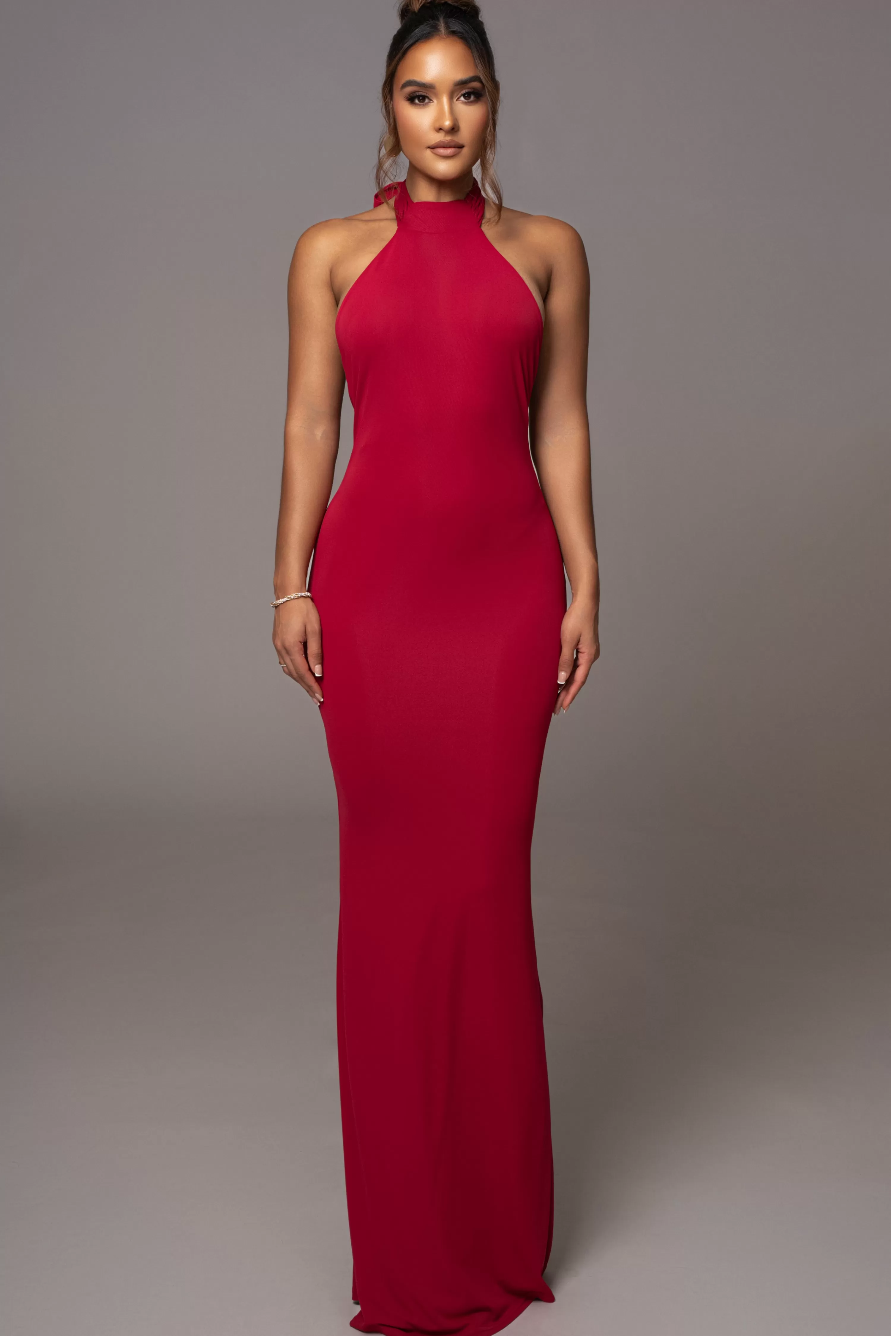 JLUXLABEL Red Golden Evening Maxi Gown