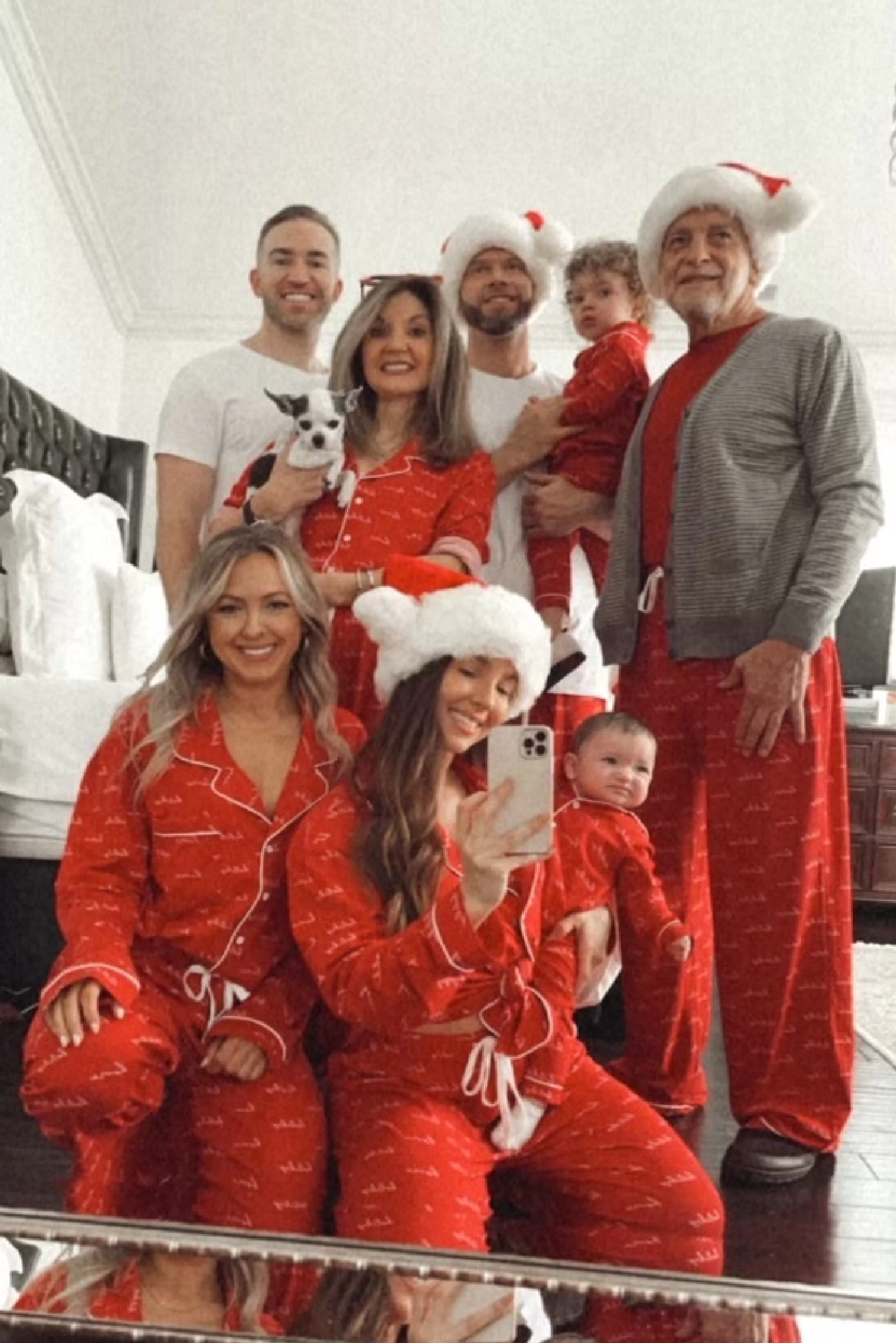 JLUXLABEL Red Home For The Holidays Adult Pajama Set