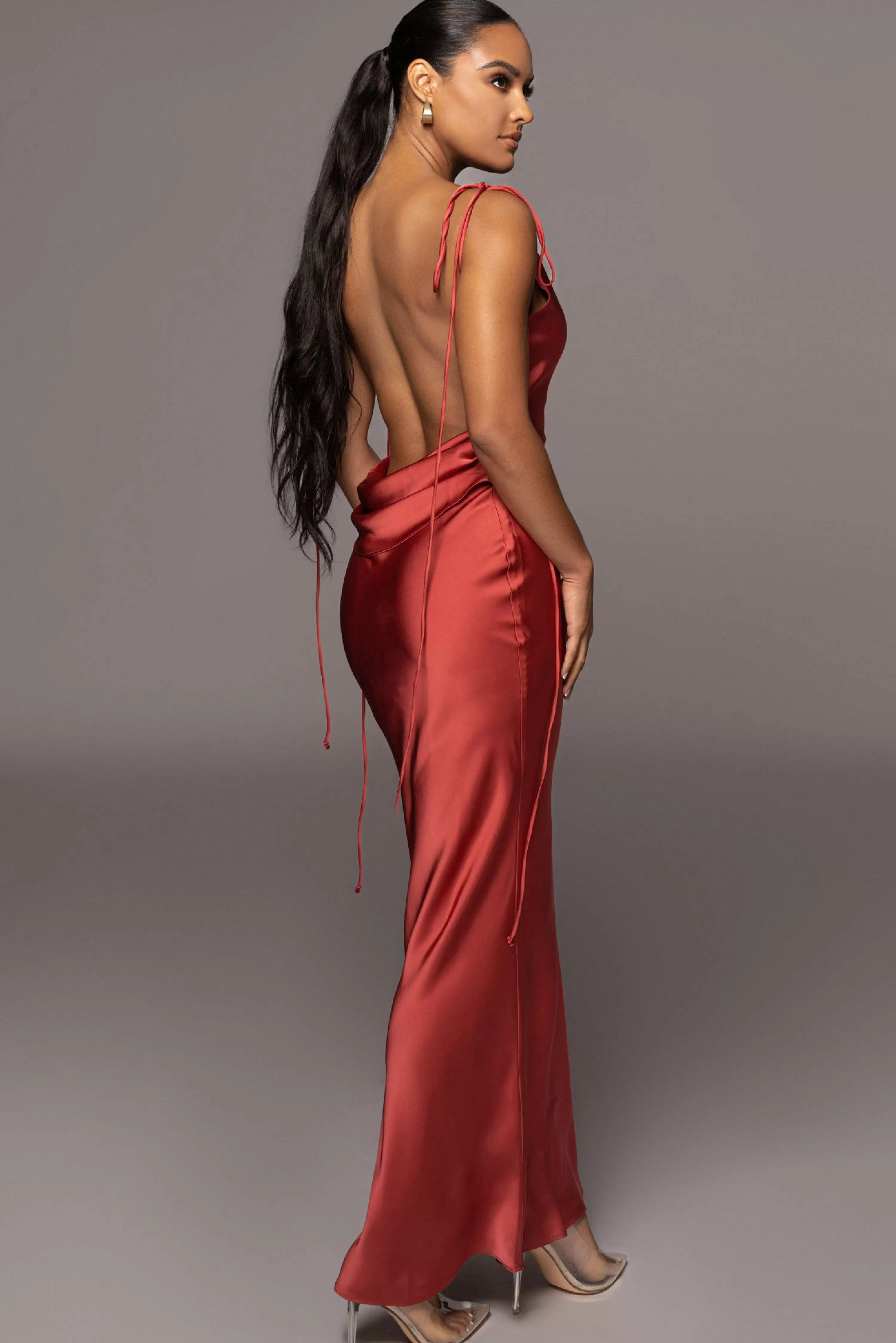 JLUXLABEL Red Irresistible Satin Maxi Dress