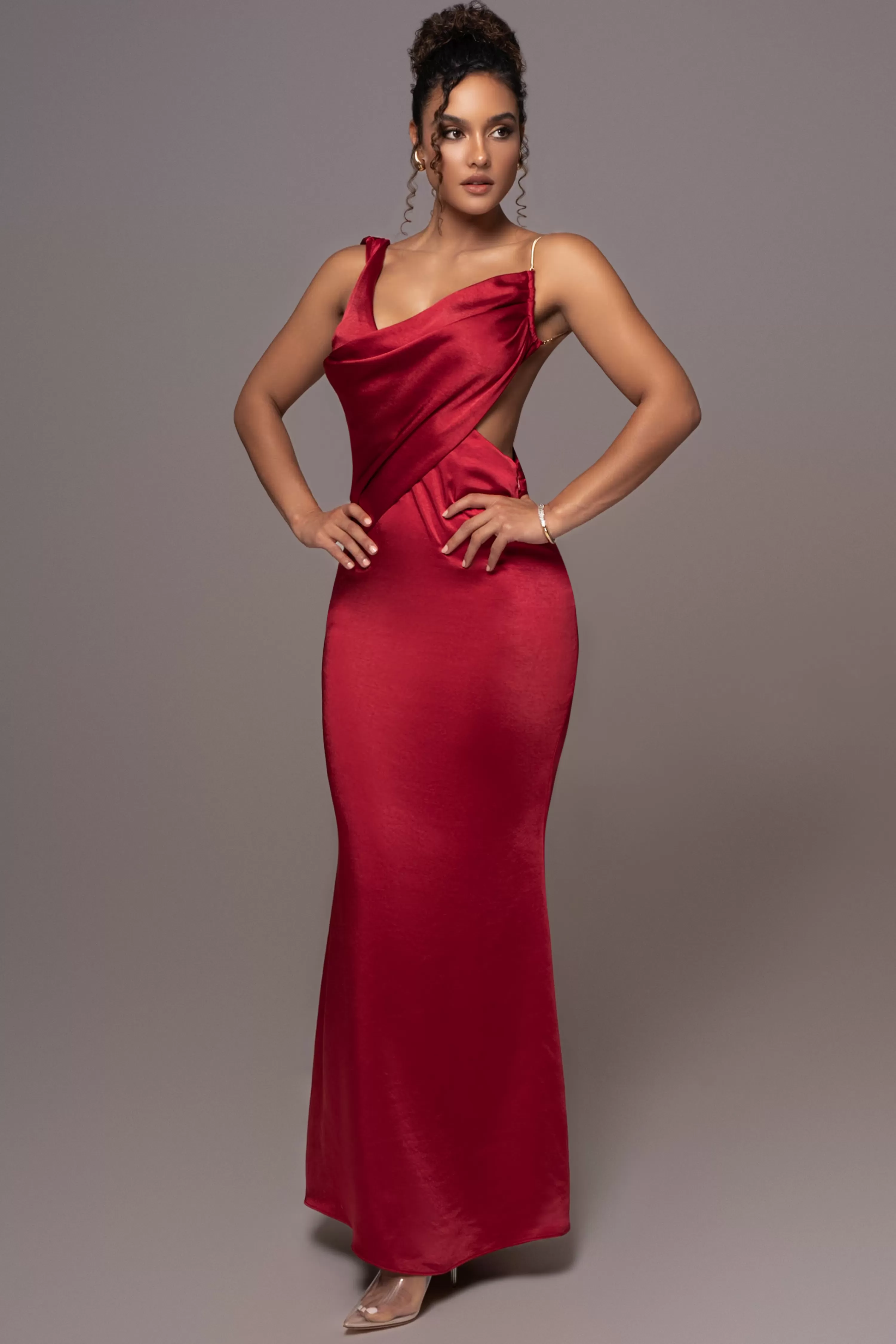 JLUXLABEL Red Satin Belle Maxi Dress