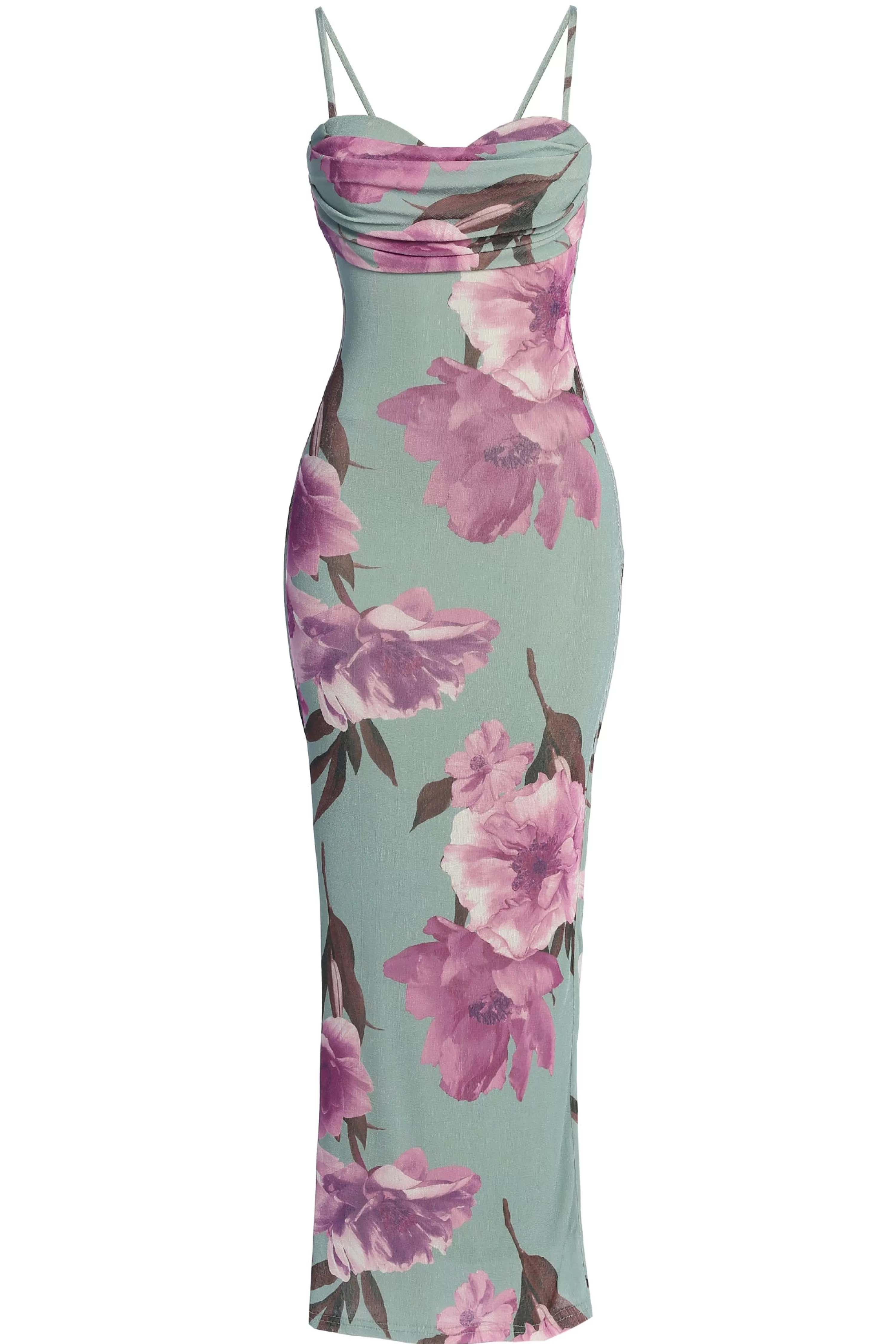 JLUXLABEL Sage Floral Slinky Visions Of You Maxi Dress