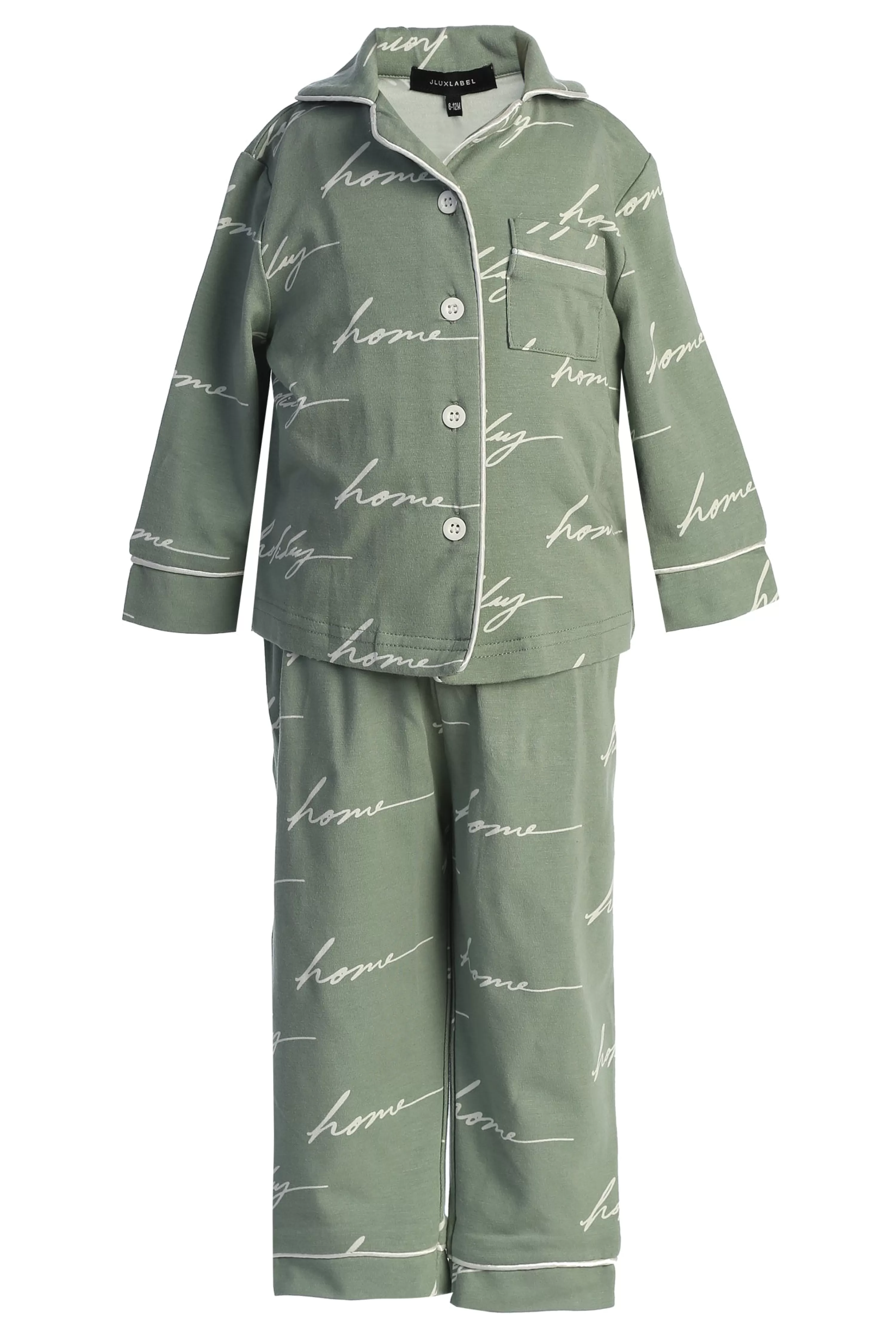 Kids JLUXLABEL Sage Home For The Holidays Kids Pajama Set