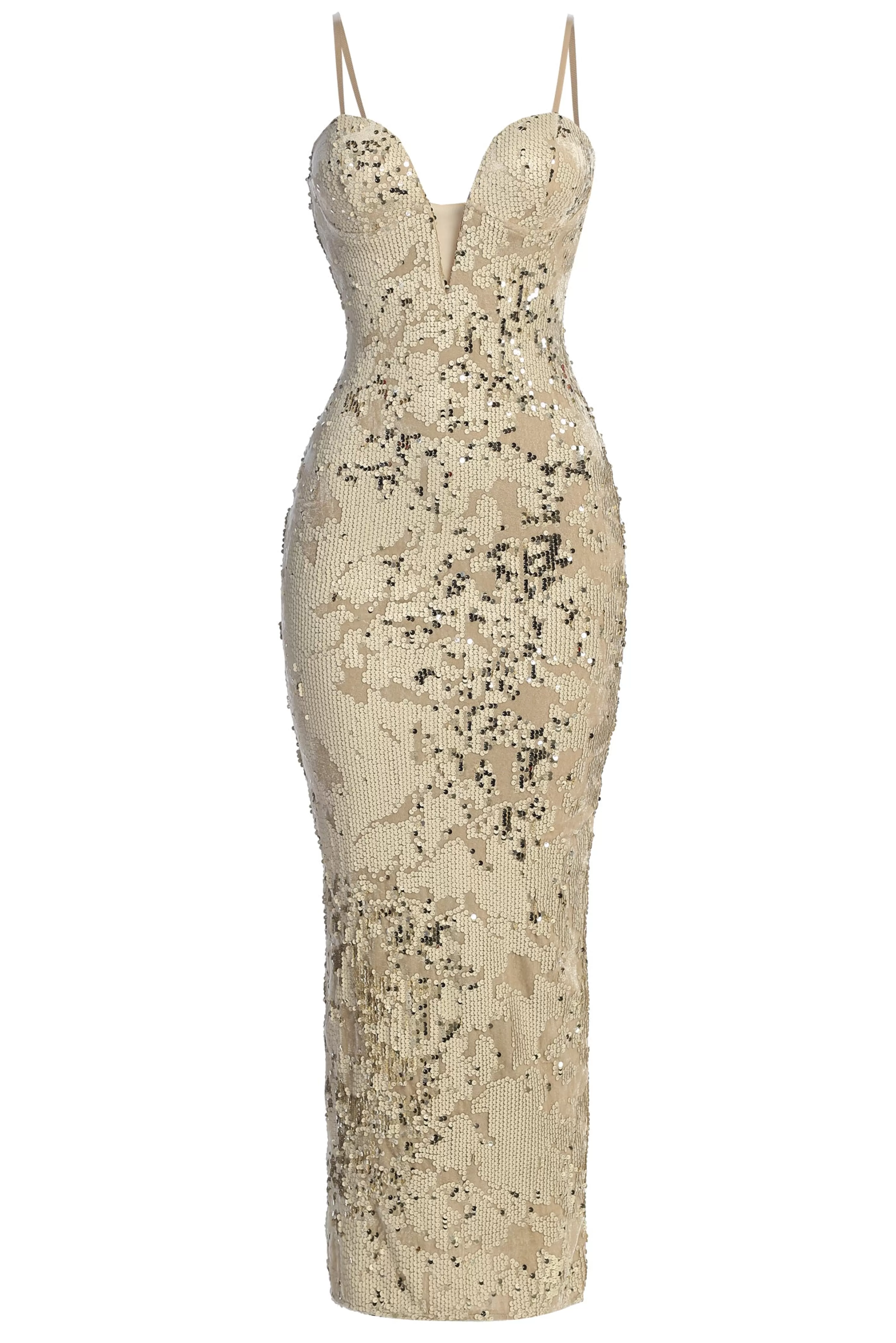 JLUXLABEL Stone Gilded Sequin Maxi Dress