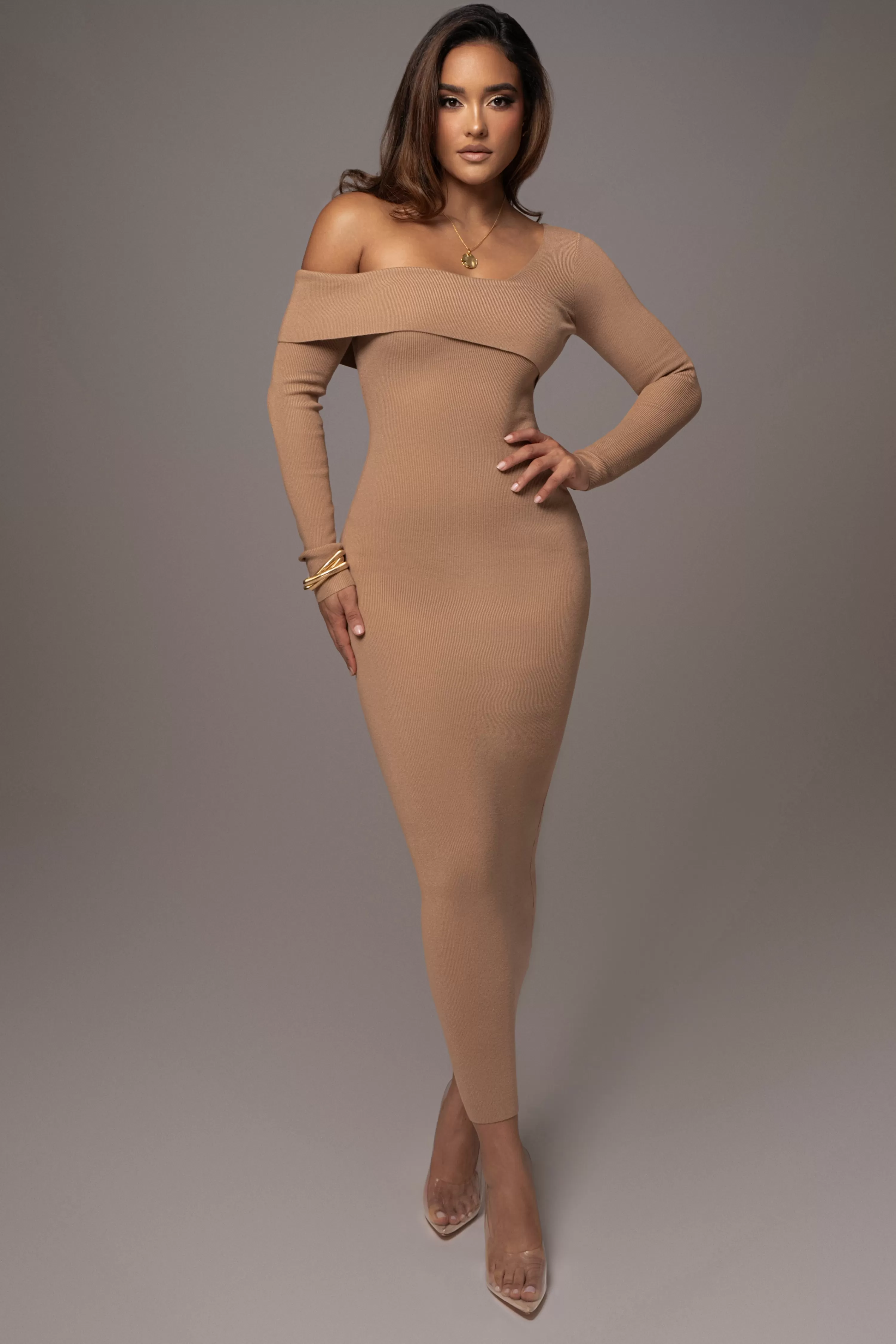 JLUXLABEL Tan Harper Knit Maxi Dress