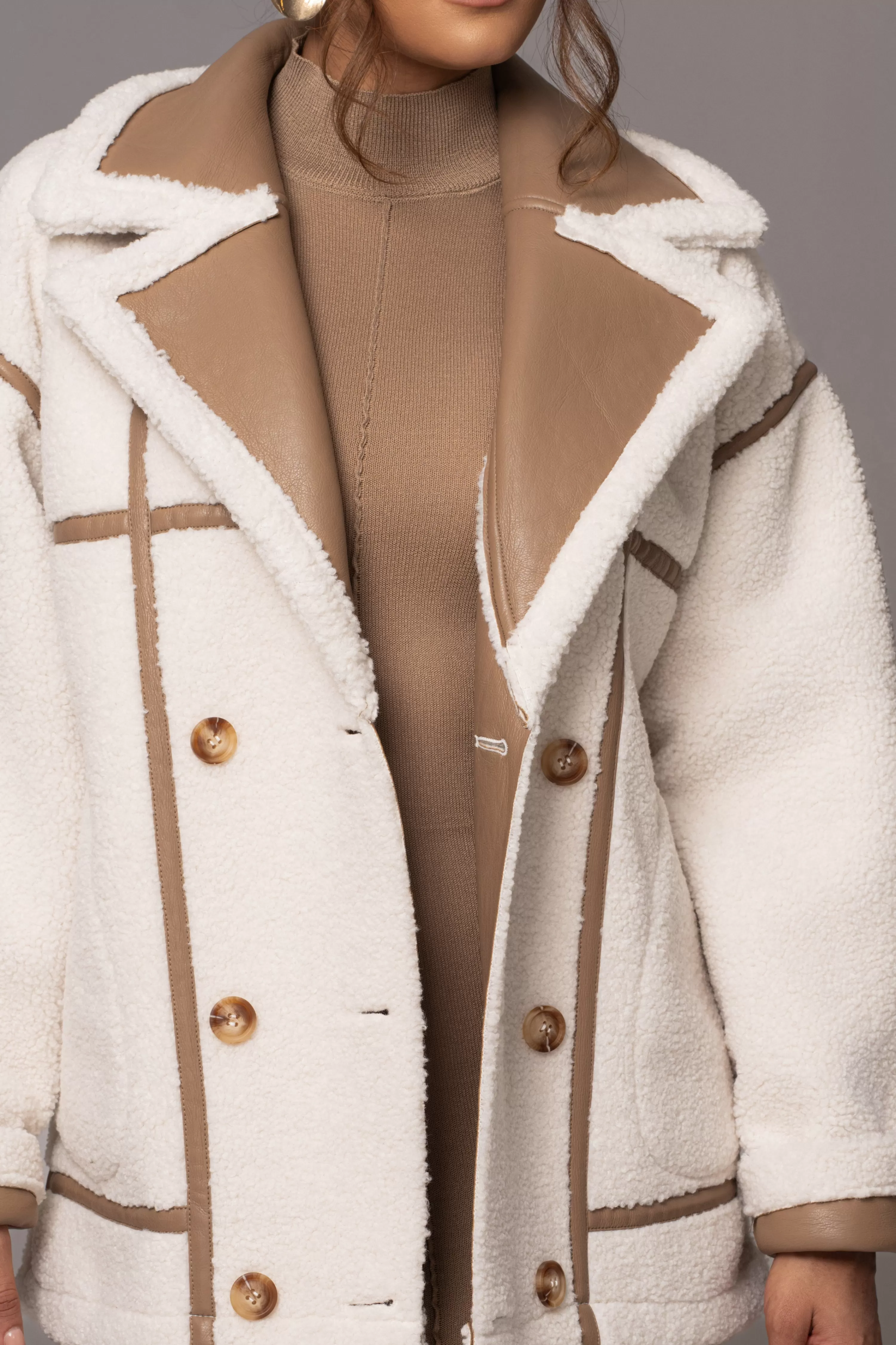 JLUXLABEL Tan Never Settle Reversible Teddy Jacket