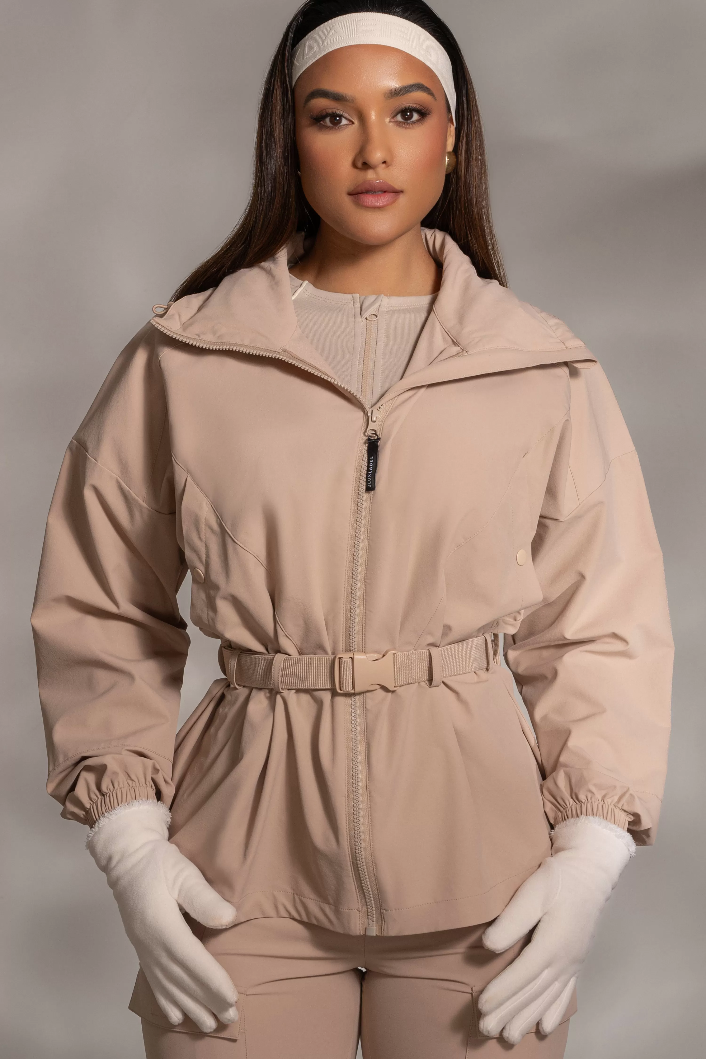 JLUXLABEL Tan Willow Belted Jacket