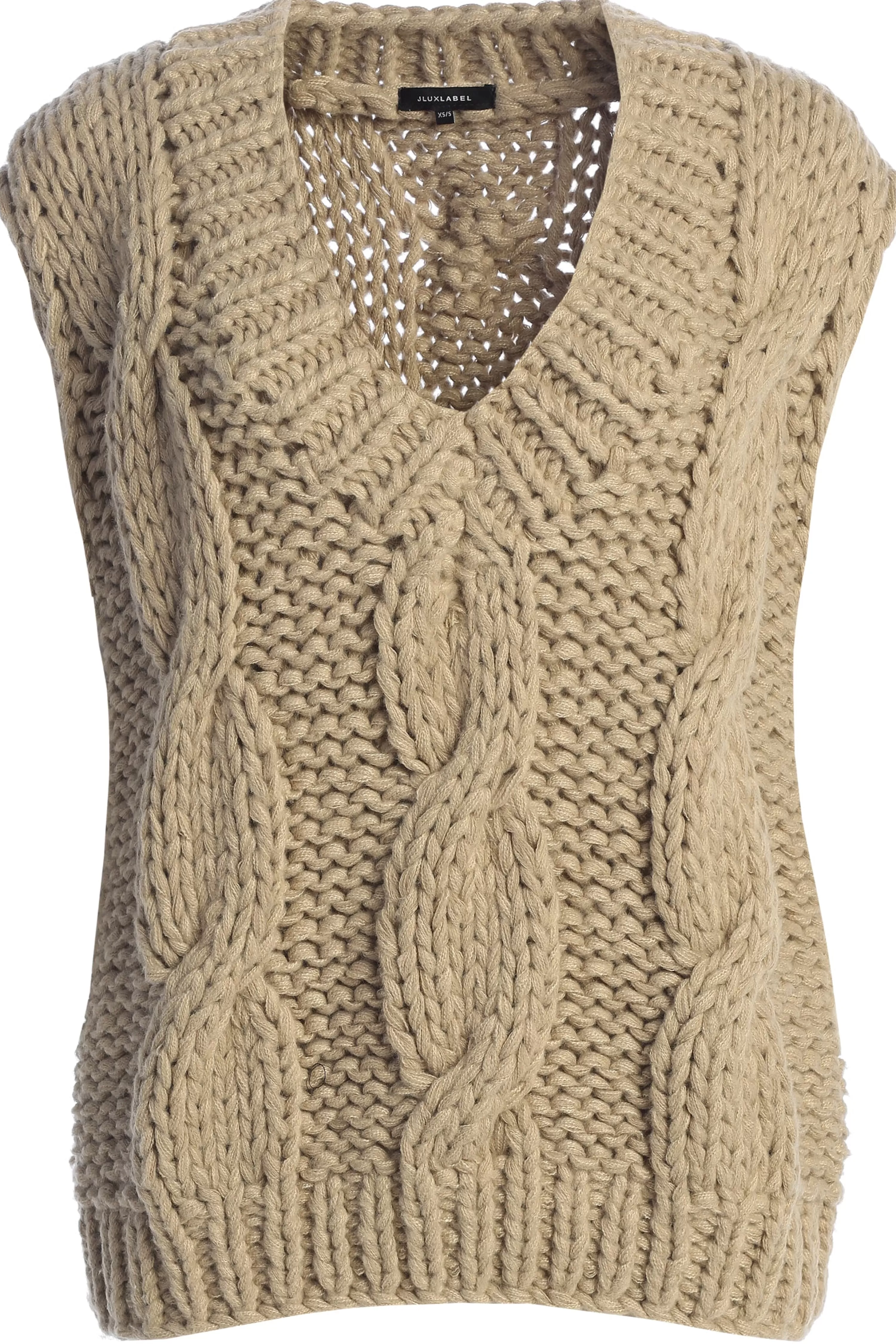 JLUXLABEL Taupe Mari Cable Knit Vest