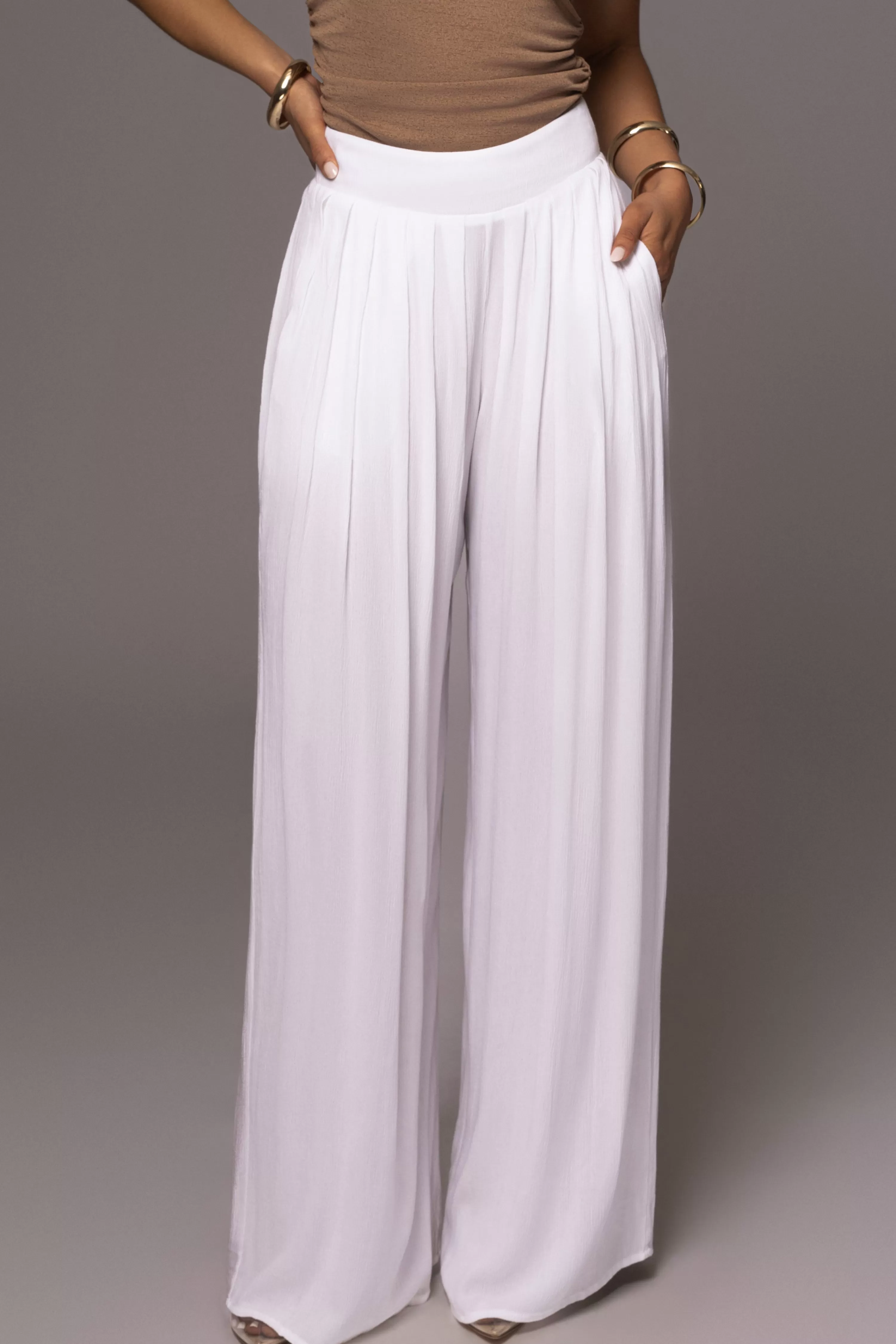 JLUXLABEL White After Sunset Pleated Pants