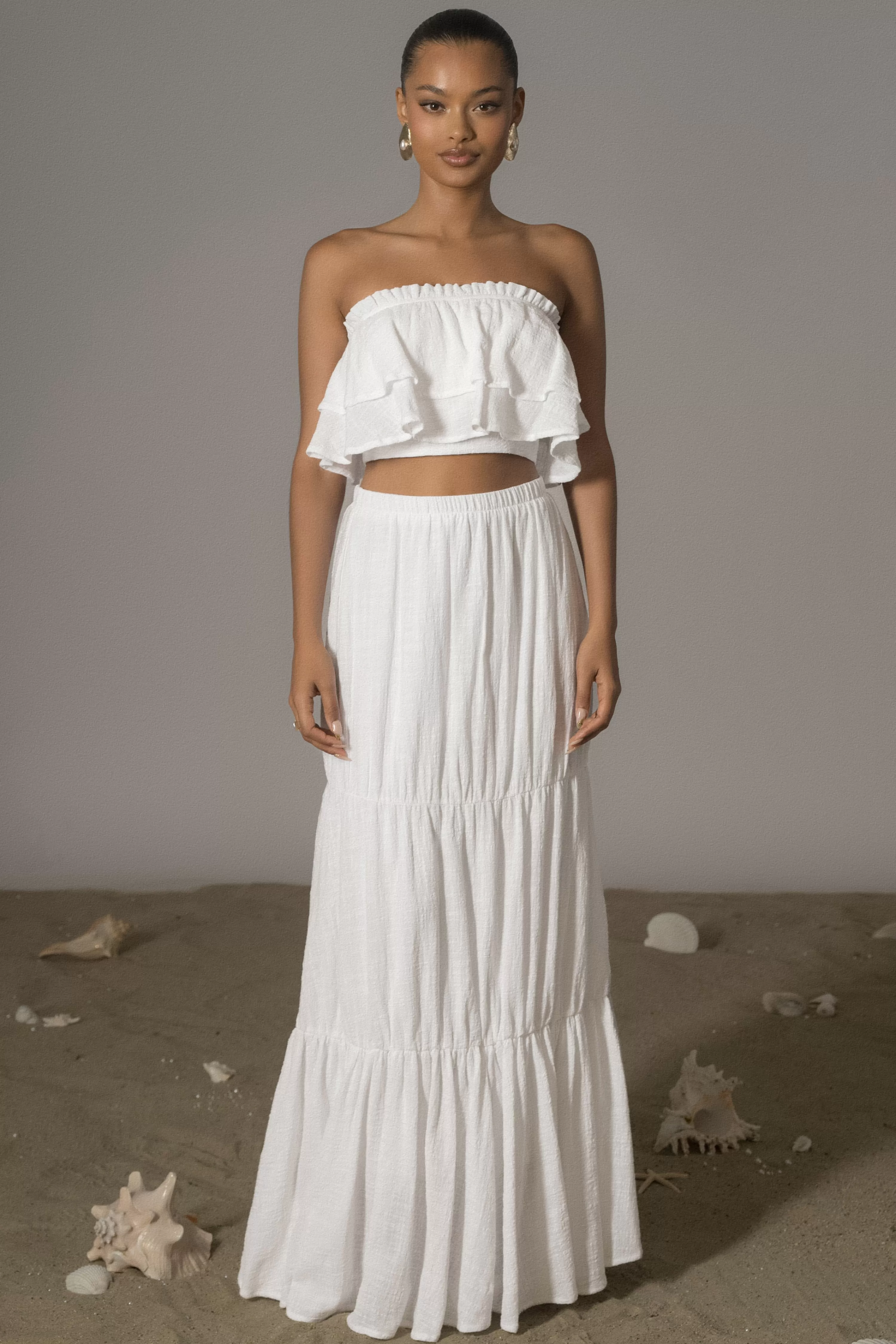 JLUXLABEL White By The Sea Skirt Set