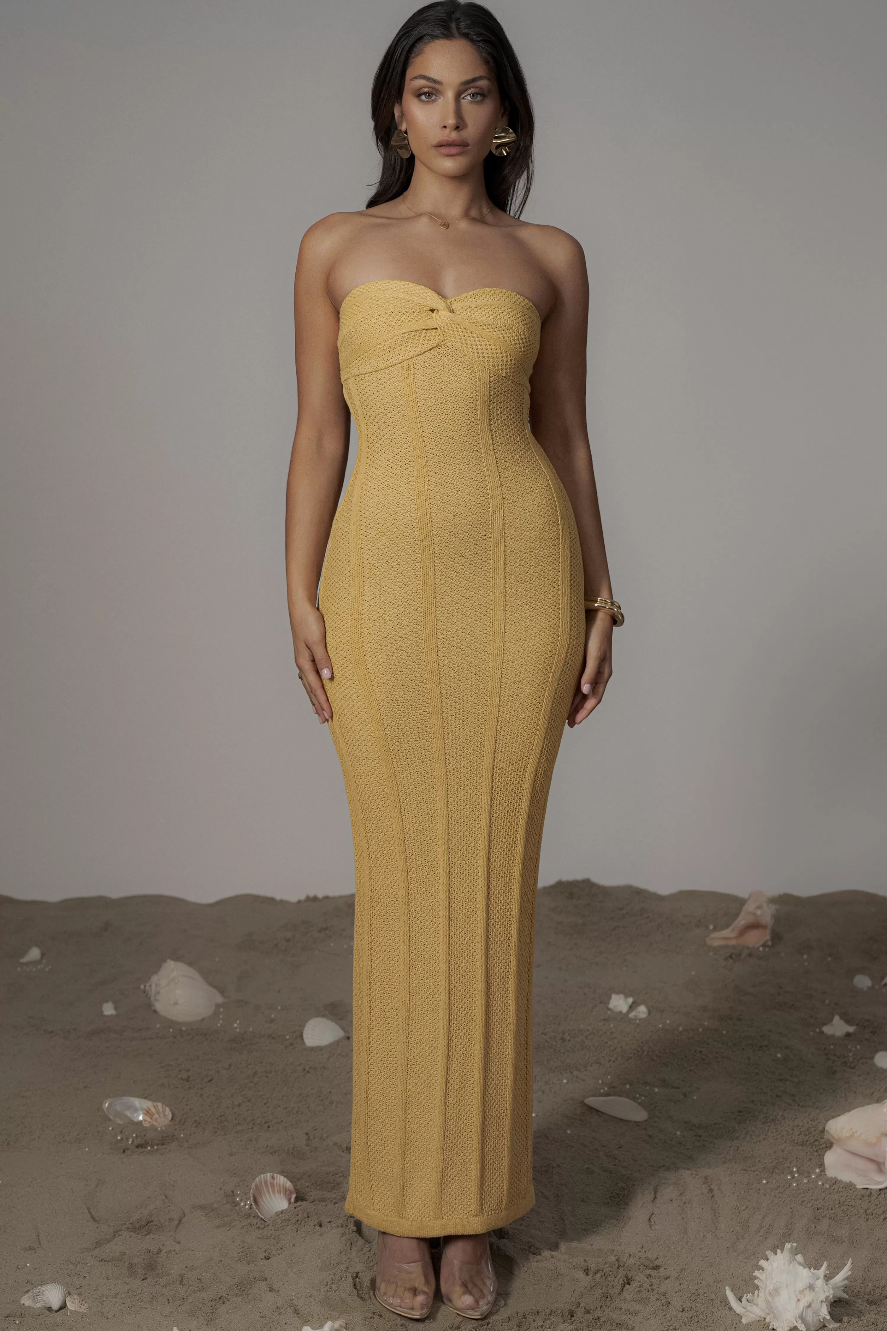 JLUXLABEL Yellow Blanca Strapless Maxi Dress