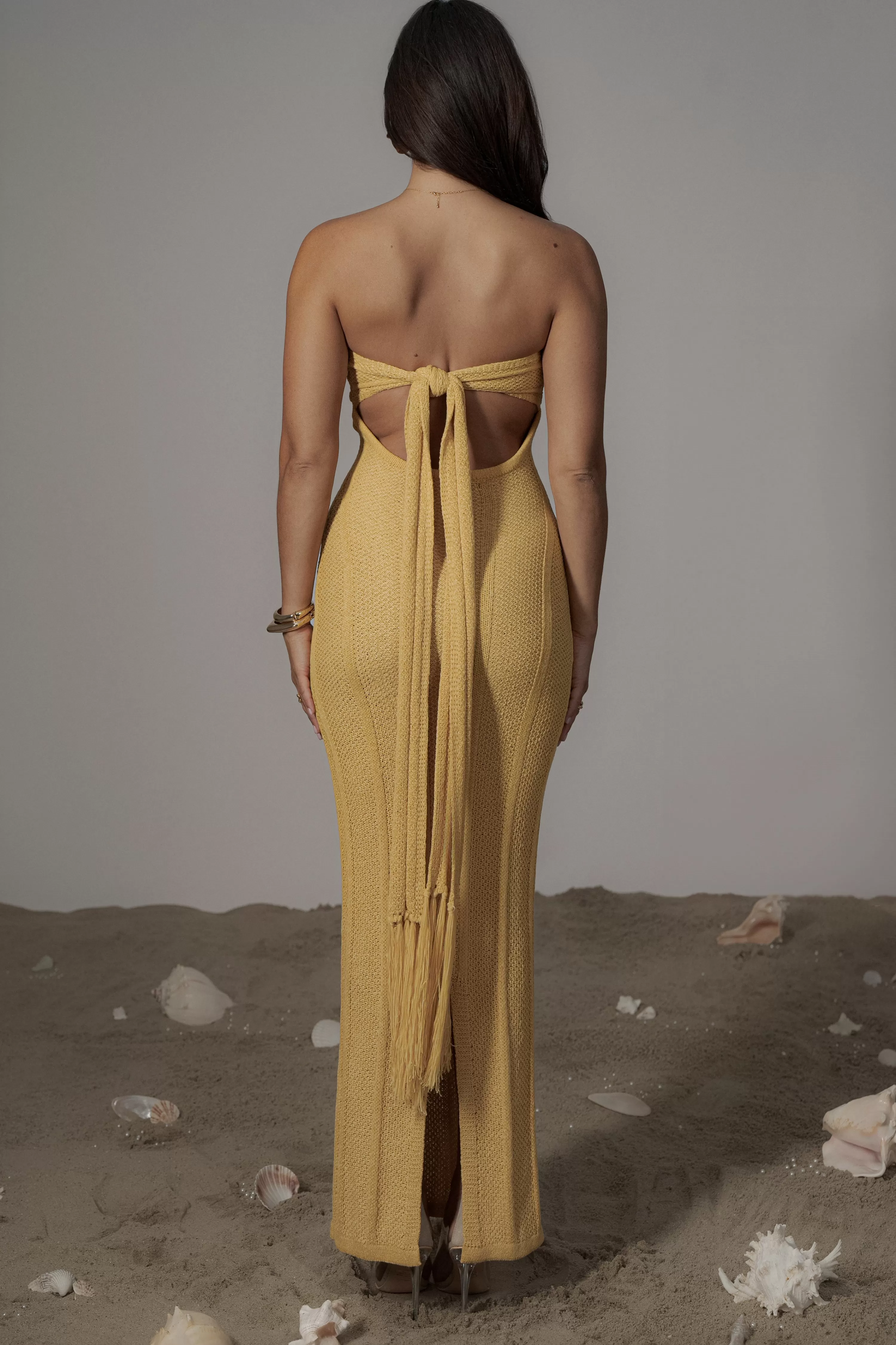 JLUXLABEL Yellow Blanca Strapless Maxi Dress